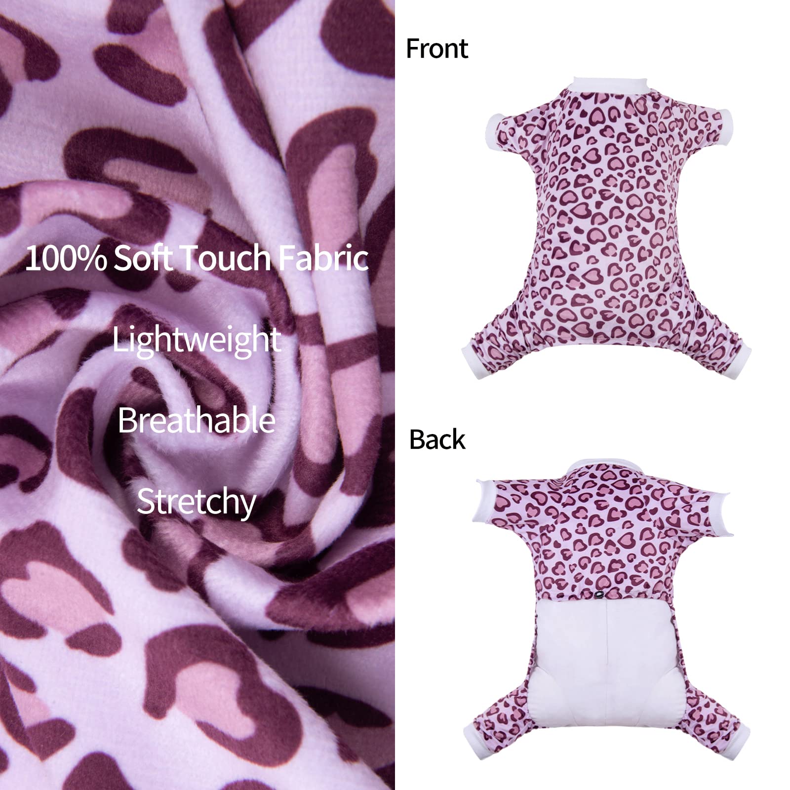 Cutebone Leopard Print Dog Pajamas Soft Puppy Pjs For Small Dogs P226M
