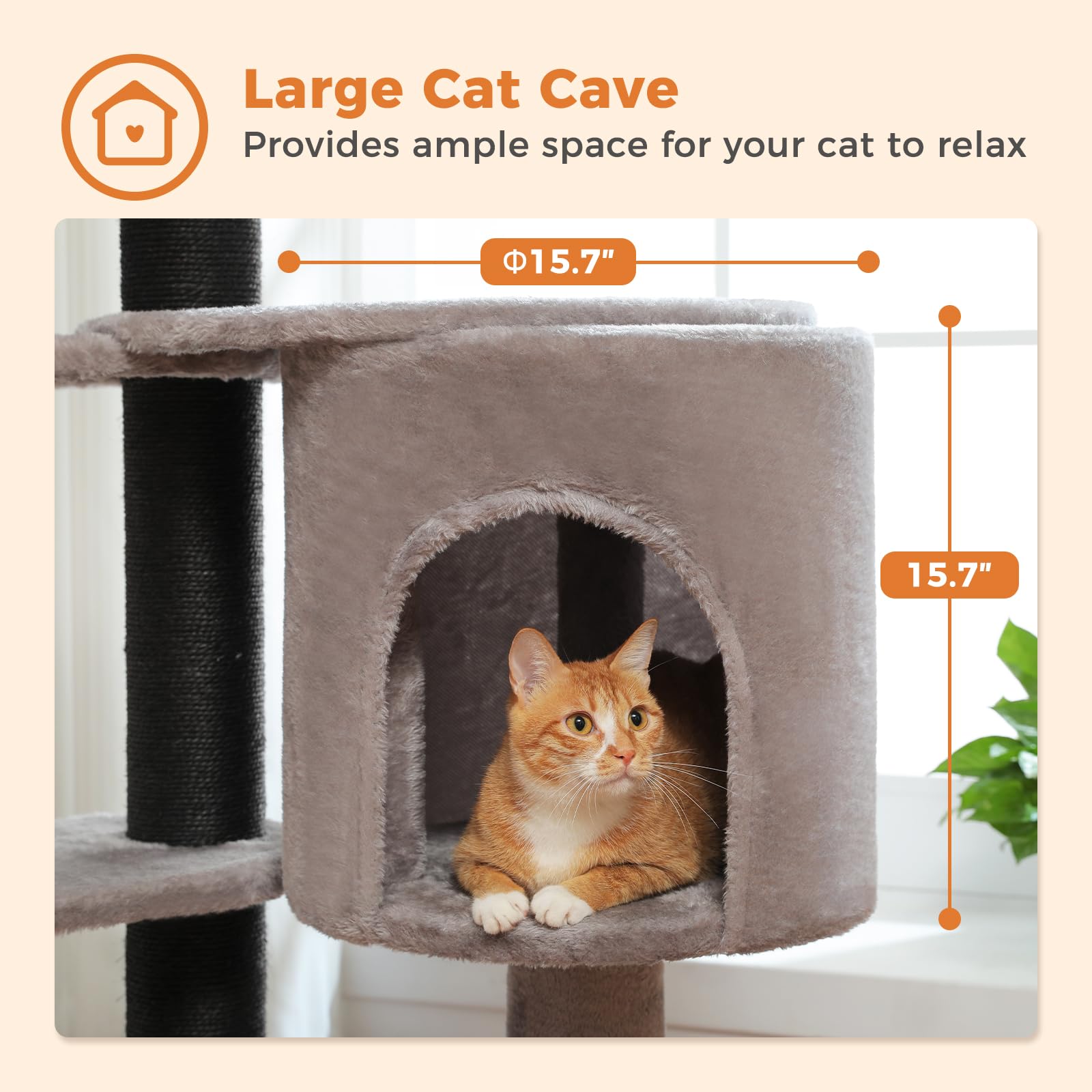 Uymi 50-Inch Heavy-Duty Cat Tree For Large Adult Cats, Large Cat Tree With Thick Scratching Posts (F4.3), Spacious Condo, Sturdy