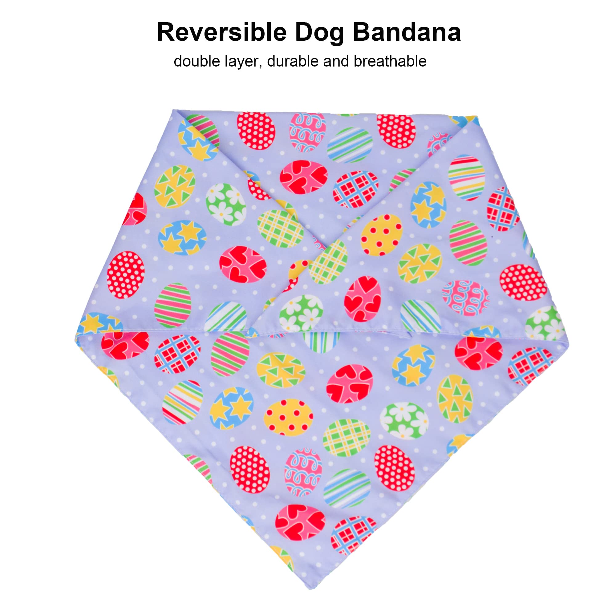 Adoggygo Easter Dog Bandana, Multiple Sizes Offered, Reversible Triangle Easter Bandana Scarf For Large X-Large Dogs Pets (X-Lar
