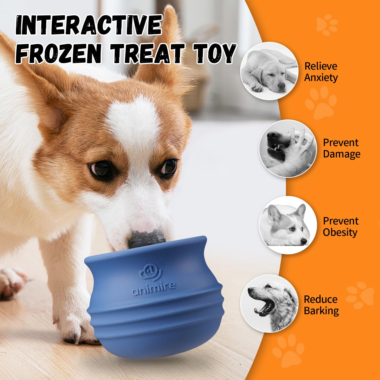 Animire Treat Dispensing Dog Toy, Long-Lasting Interactive Puzzle Toys for Dogs, Stuffable Dog Enrichment Frozen Lick Treat Toy