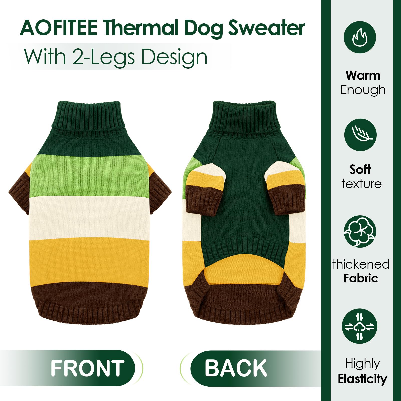 AOFITEE Small Dog Sweater, XS for Girls Boys, Stretchy Turtleneck for Small Dogs, Warm XSmall Fall Sweatwer, Doggie Sweaters for