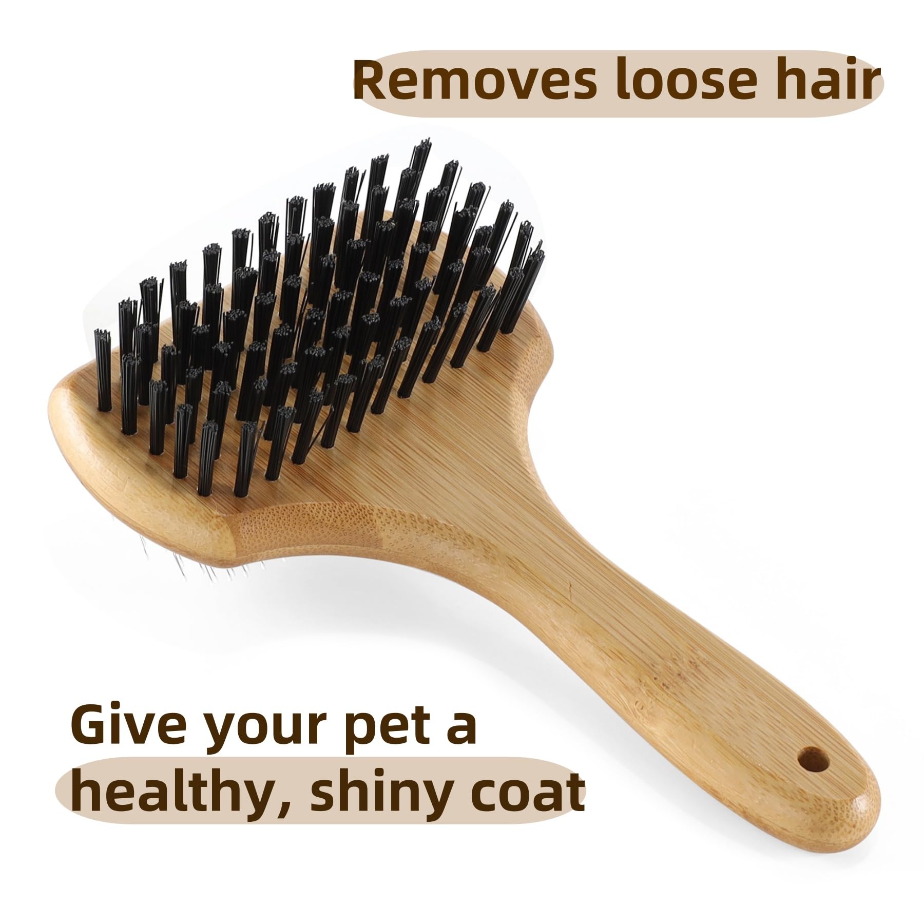 Vimfashi Double Sided Dog Grooming Brush For Long Or Short Haired Pets Dog Slicker Brush With Bamboo Handle For Removing Sheddin