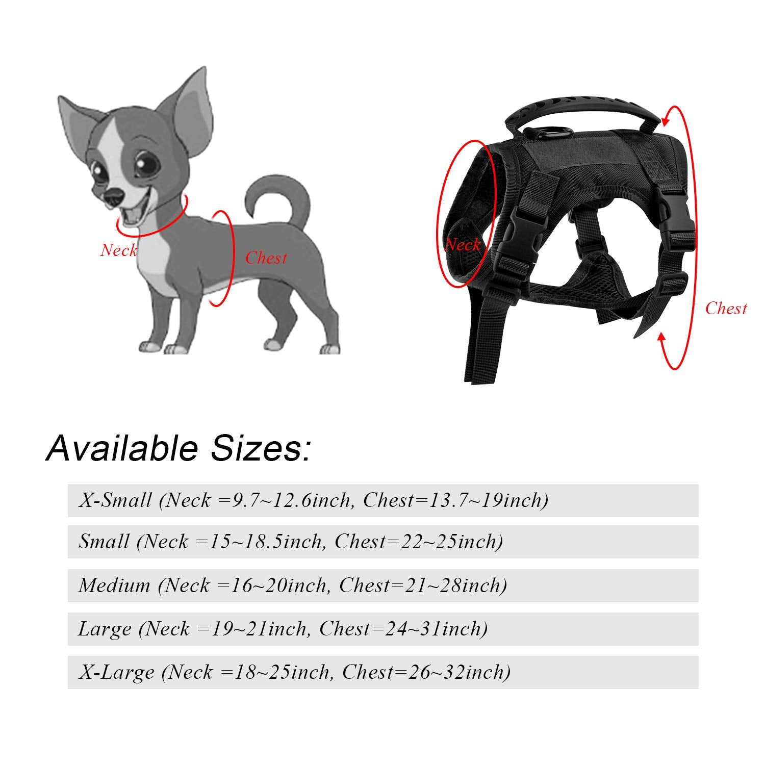 Hanshengday Tactical Service Dog Vest Harness, Outdoor Training Military K9 Patrol Dog Vest With Molle & Loop Panels Adjustable Tactical Dog Vest Harnesses With Handle (Xs, Black)