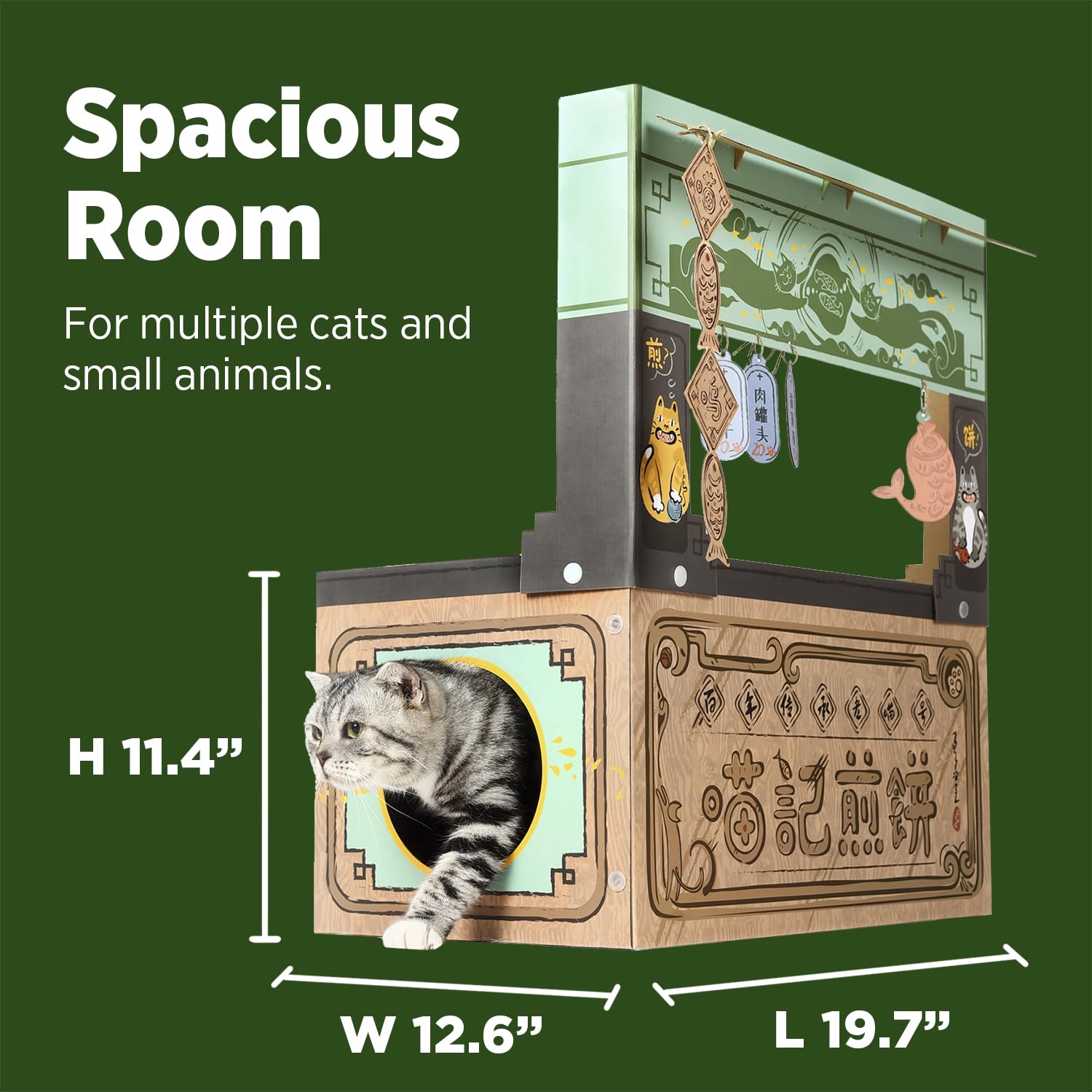 Smile Paws Cat Beds For Indoor Cats, Cardboard Cat House With Scratchers, Pancake Shop, Large Sturdy Cat Furniture Condo Cave Te