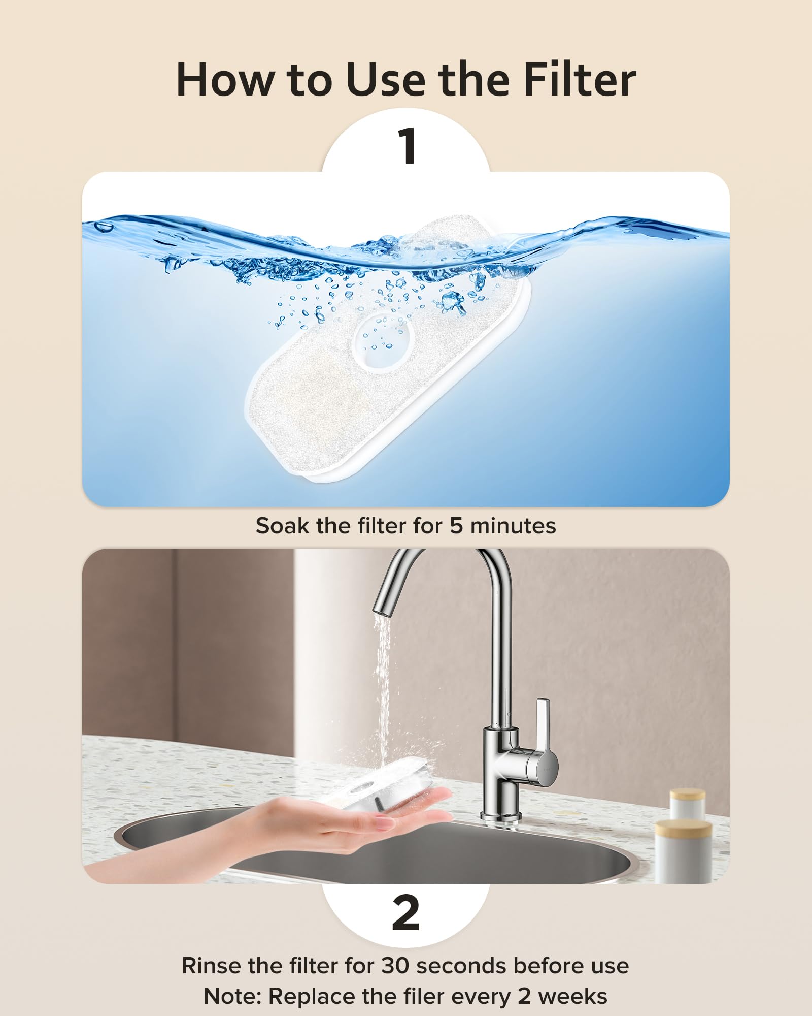 Pektaco Replacement Filters For Wireless Cat Water Fountain Sspf-V04, 2.8L/95Oz Automatic Pet Water Fountain Replacement Filters (8 Pack)