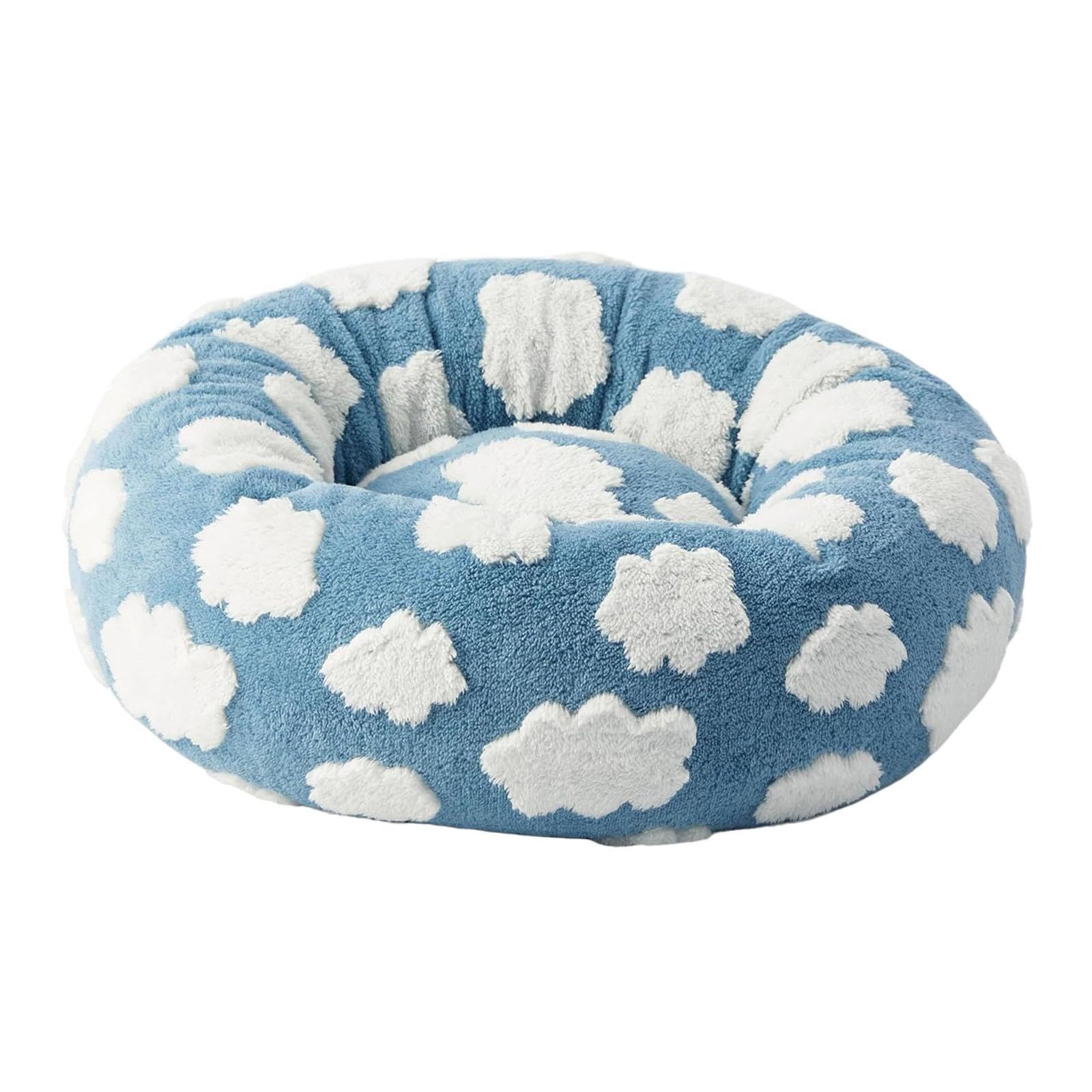 SHOPORA Round Cat Dog Bed Removable Cover Soft Dog Nesting Bed for Cat Small Animals Blue Small | Cat Supplies | Beds