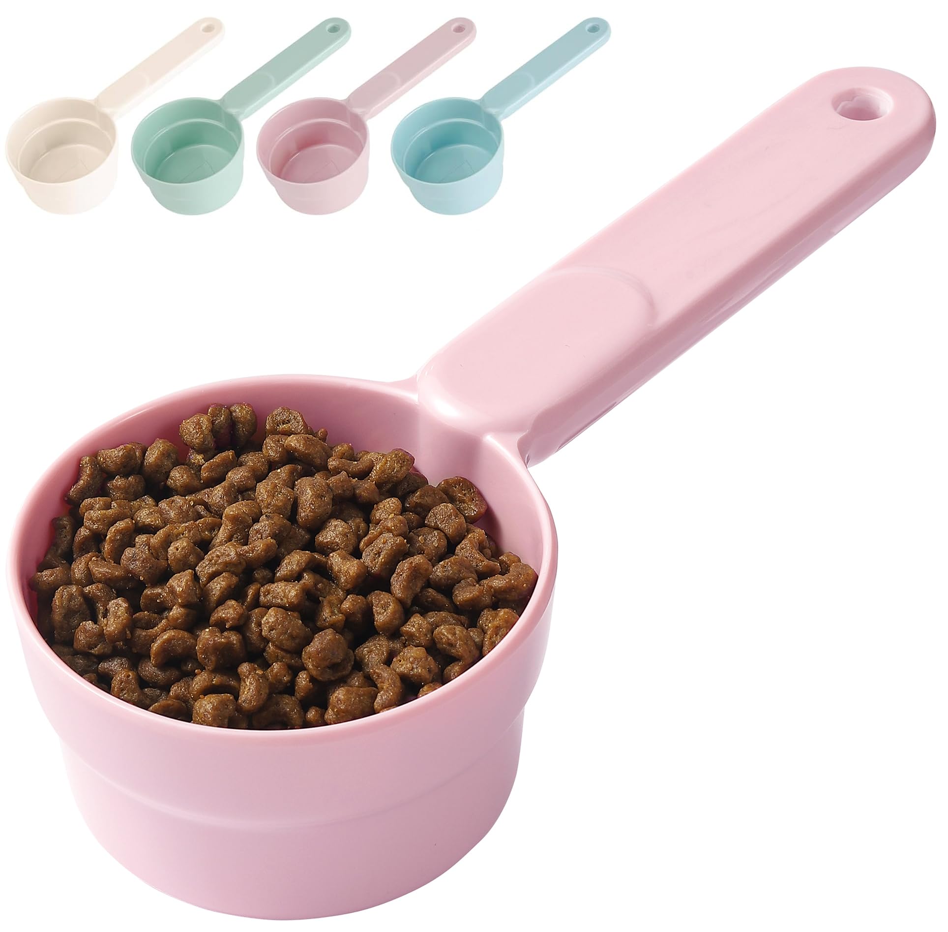 Joyinjojo Dog Food Scoop 1 Cup 1/2 Cup - Melamine Dog Food Measuring Cup, Pet Food Scoop for Dog Cat...Comfortable Long Handle f