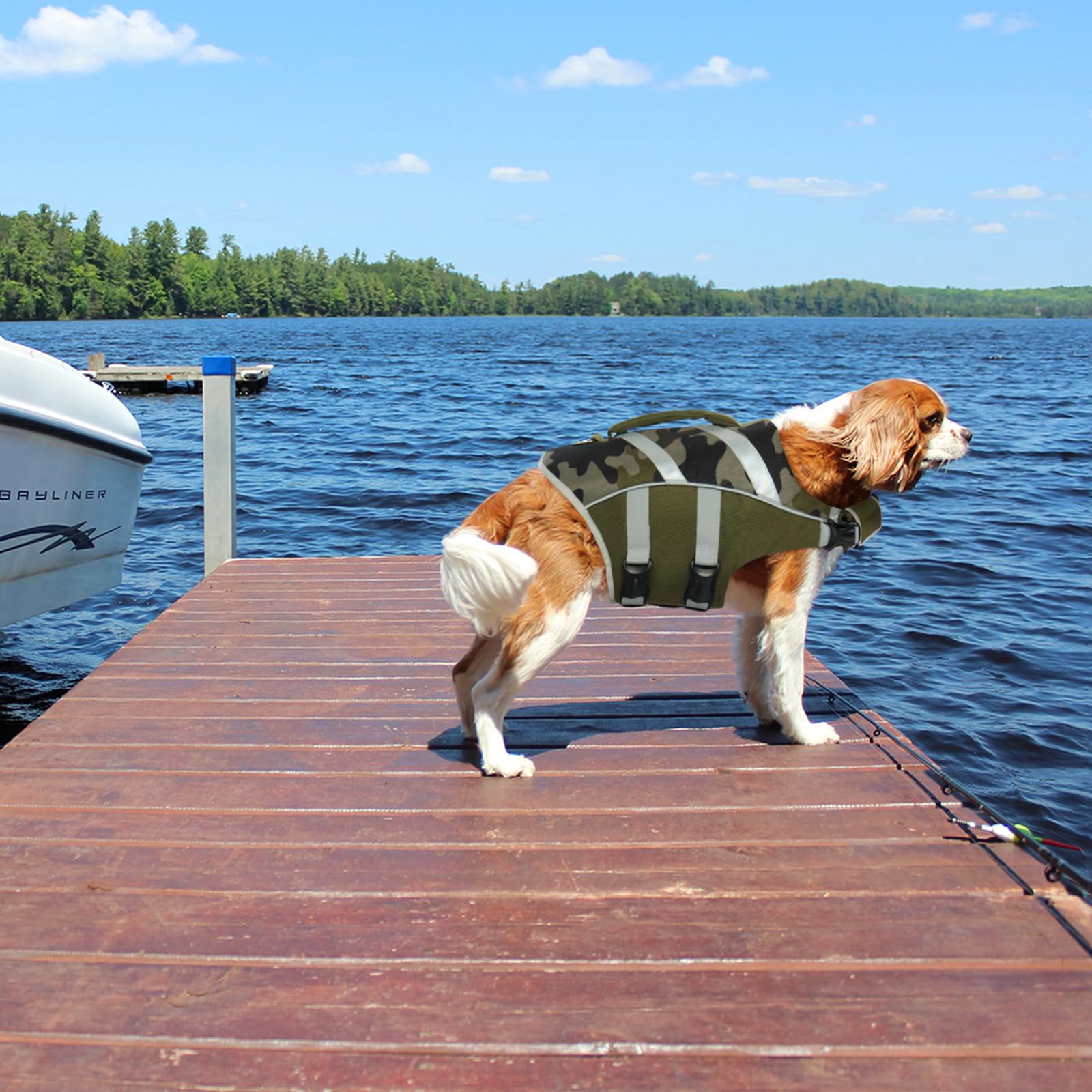 Kuoser Dog Life Jacket With Reflective Stripes, Adjustable High Visibility Dog Life Vest Ripstop Dog Lifesaver Pet Life Preserve