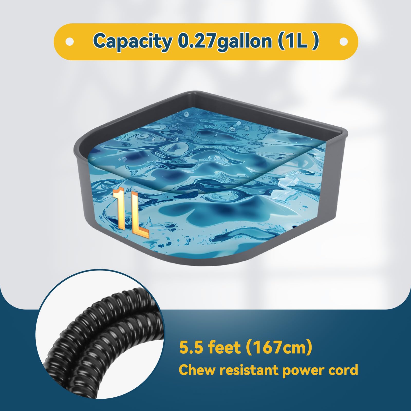 Petleso Pet Heating Bowl, Indoor Usb Portable Heated Water Bowl For Pet Crate For Indoor Small Dog Cat Bird, 600Ml(20.5Oz)