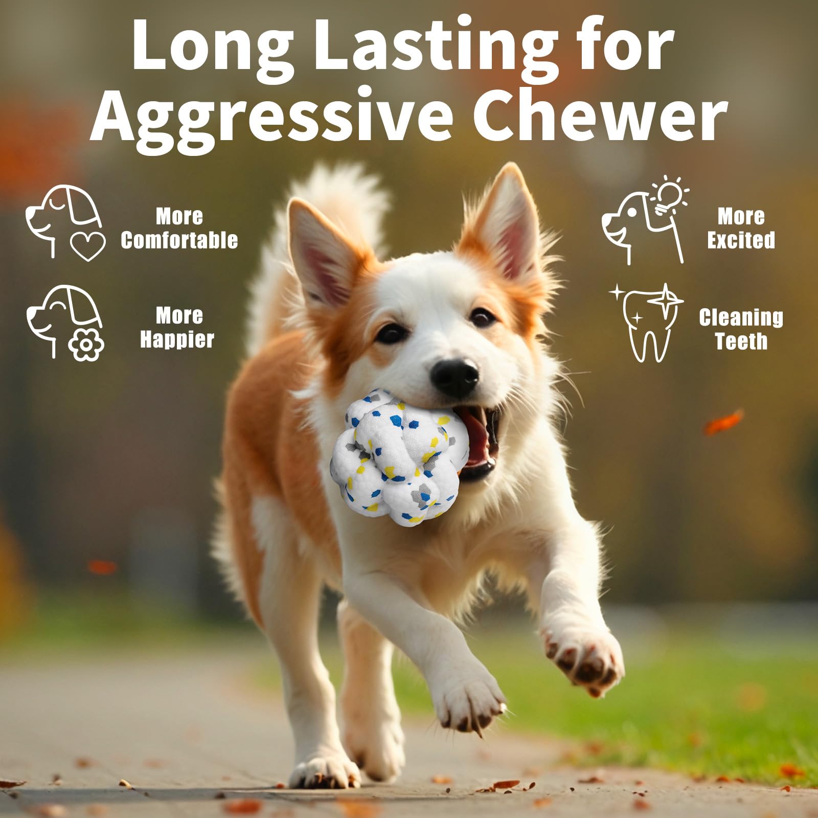 Moonorange Dog Balls for Aggressive Chewers - Indestructible Tennis Toy, Lightweight, White