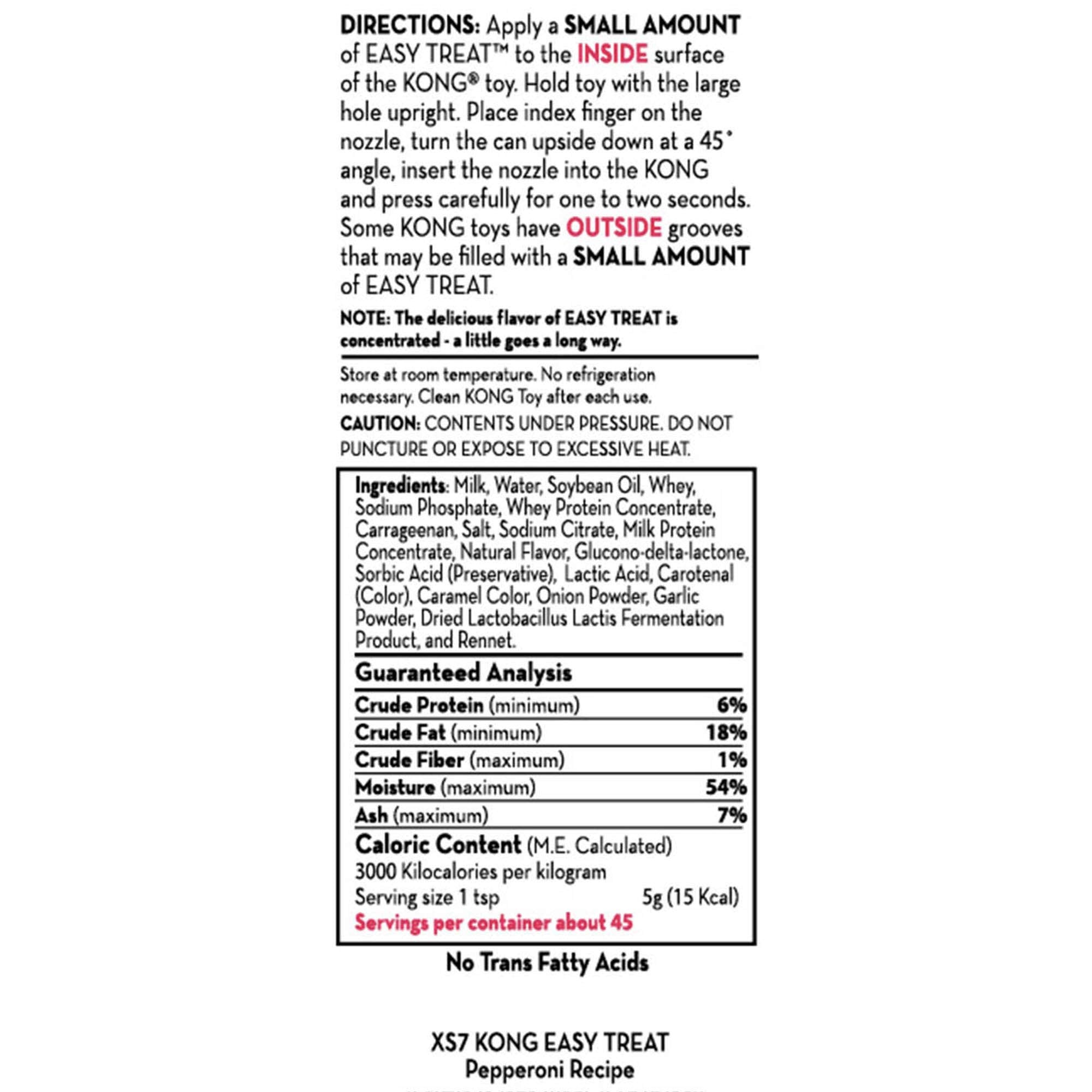 KONG Easy Treat Pepperoni - Spreadable Dog Treat Paste for Lick Mats - Pet Treat Spray for Dog Enrichment - Dog Treat Paste for