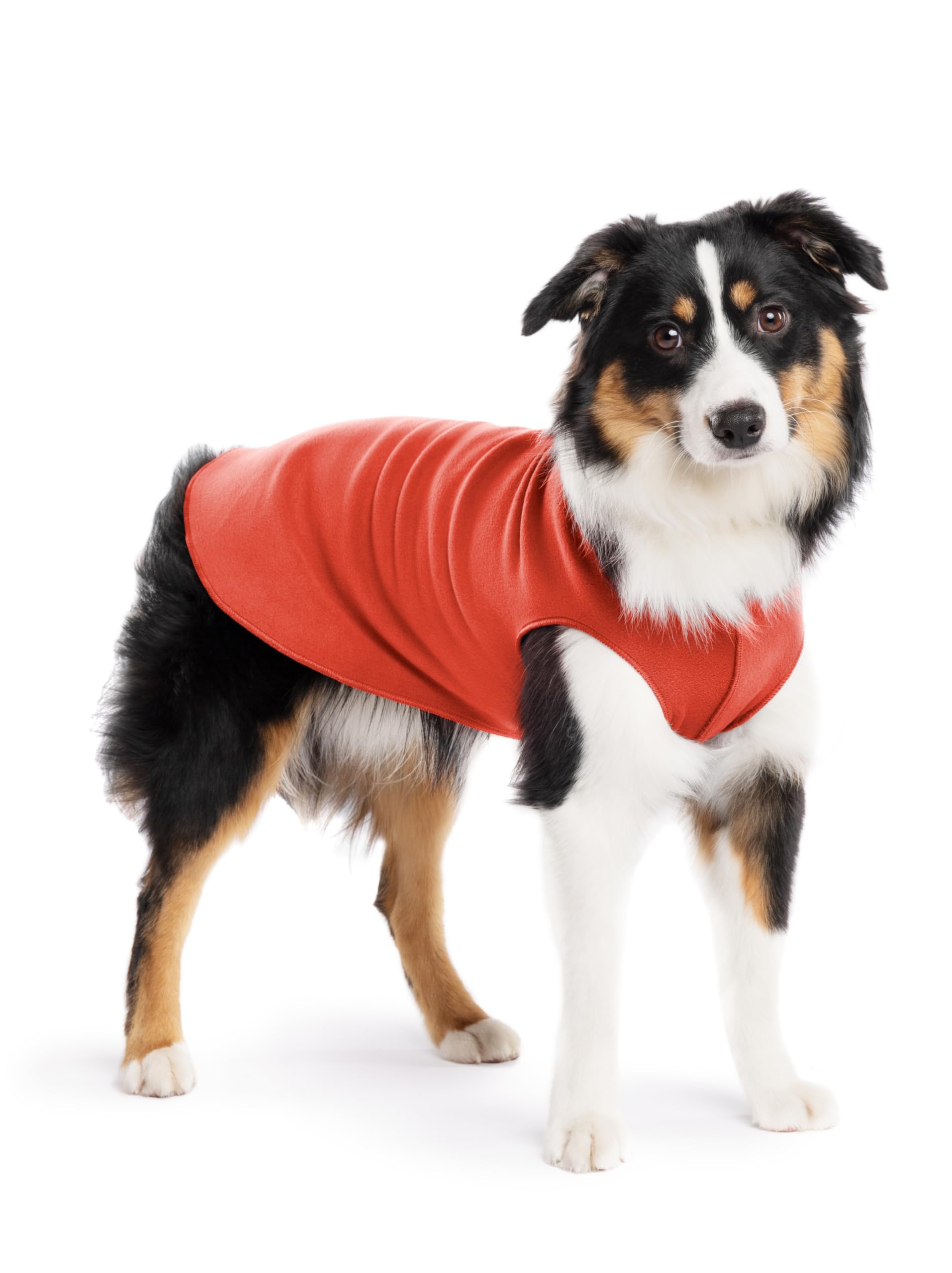 Gold Paw Stretch Fleece Dog Coat, Stretchy Pet Sweater, Machine Washable Pullover For Winter And Fall, Paprika, 14