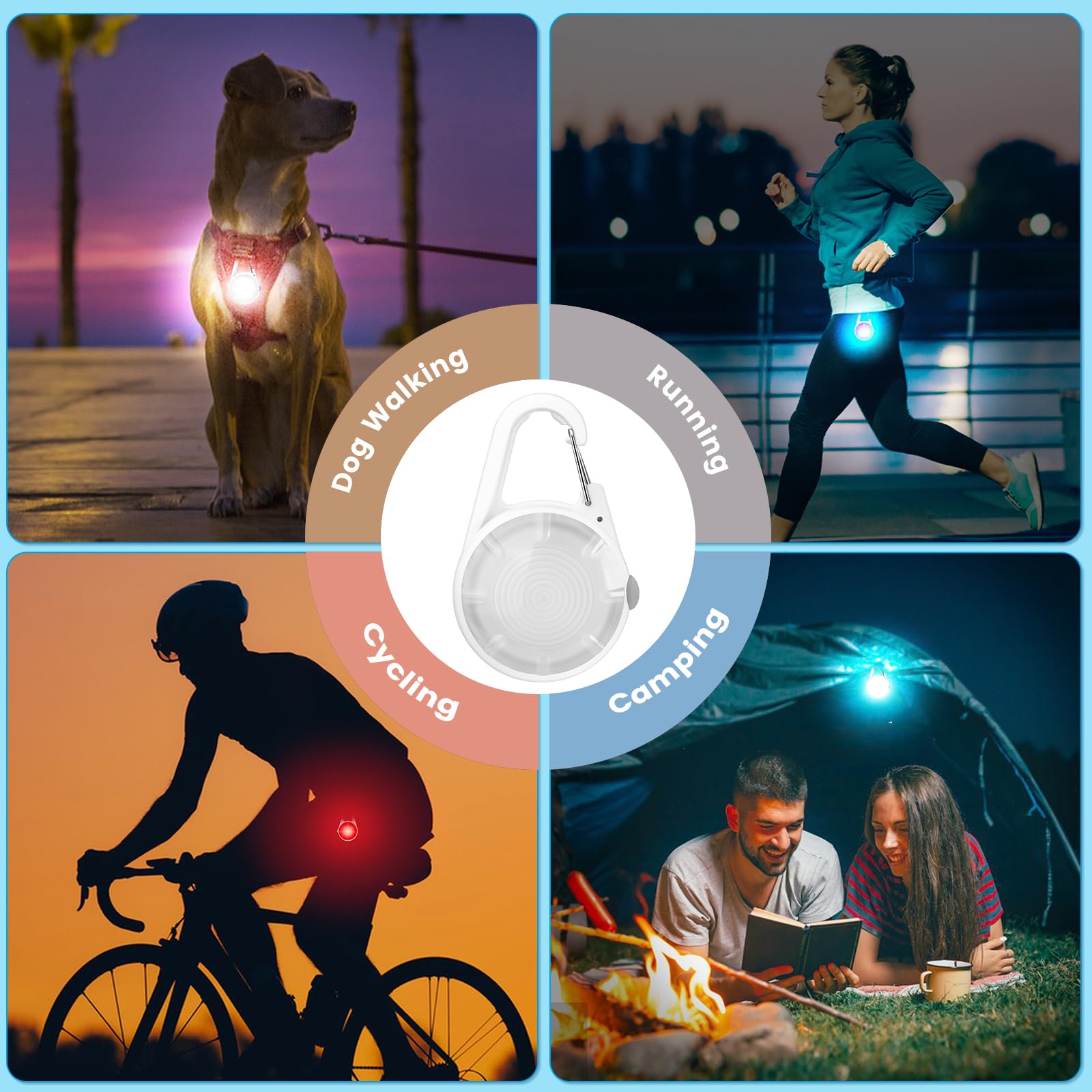 Poeey Dog Collar Light 2Pack Led Rechargeable Clip On With Rgb Color Pet Harness Dog Lights For Night Walking Camping