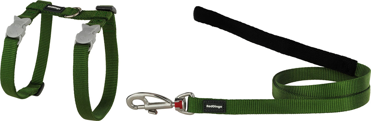 Red Dingo Classic Cat Harness And Lead Combo, Green