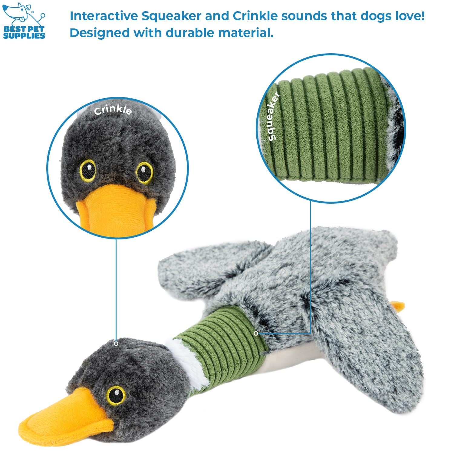 Best Pet Supplies Interactive Mallard Mates Dog Toy With Crinkle And Squeaky Enrichment For Small And Medium Breed Puppies Or Do