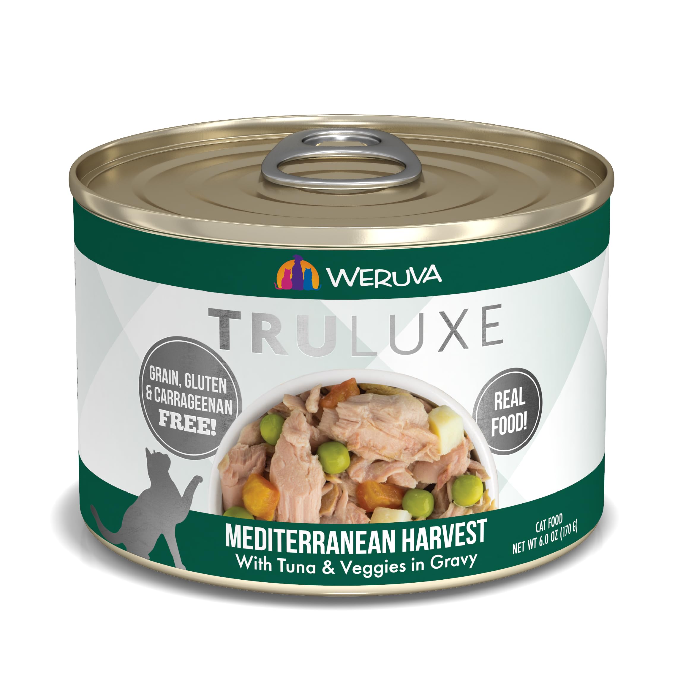 Weruva TruLuxe Cat Food, Mediterranean Harvest with Tuna Whole Meat & Veggies in Gravy, 6oz (Pack of 24)