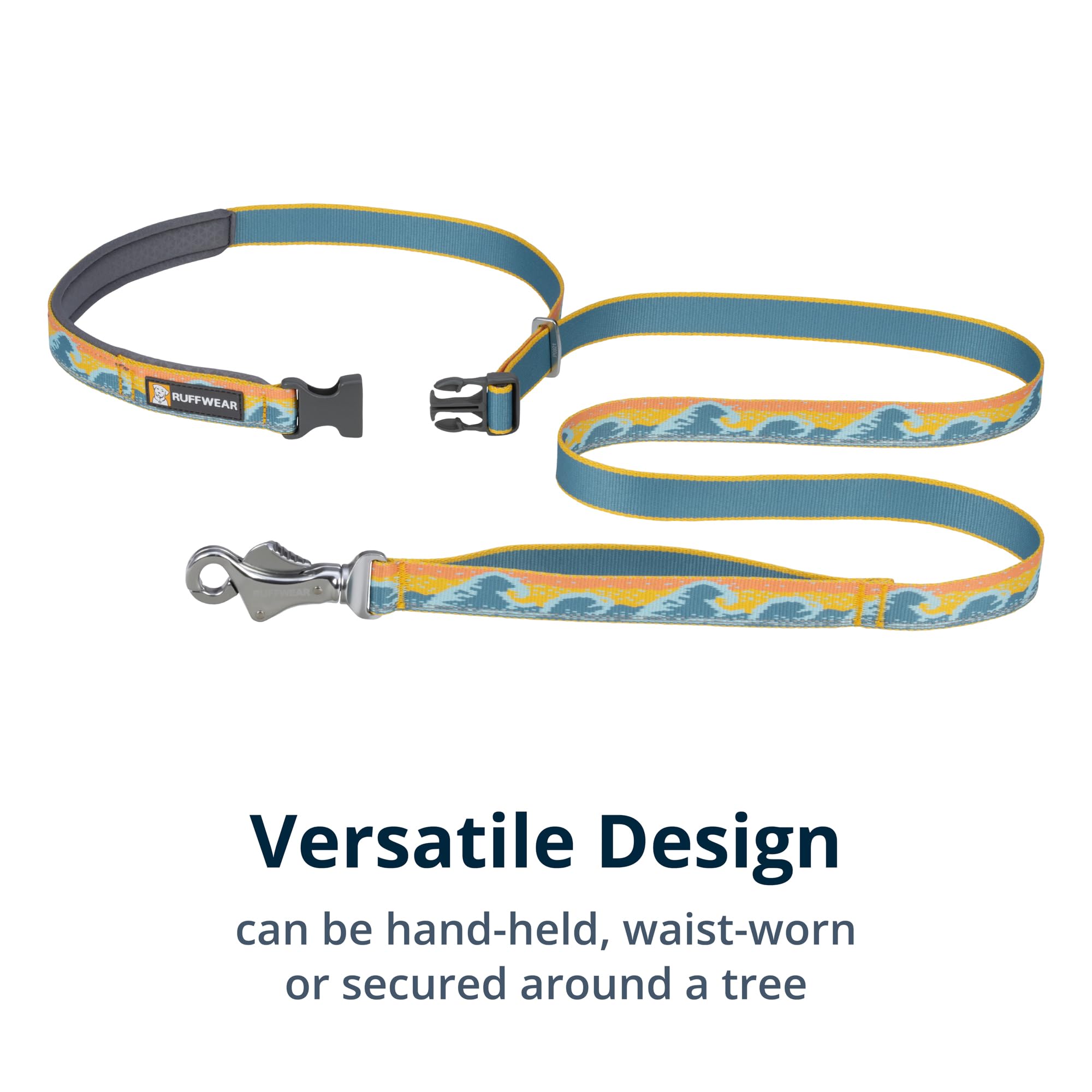 Ruffwear, Crag Dog Leash, Hand-Held Or Waist-Worn Reflective With Traffic Handle, Rising Wave