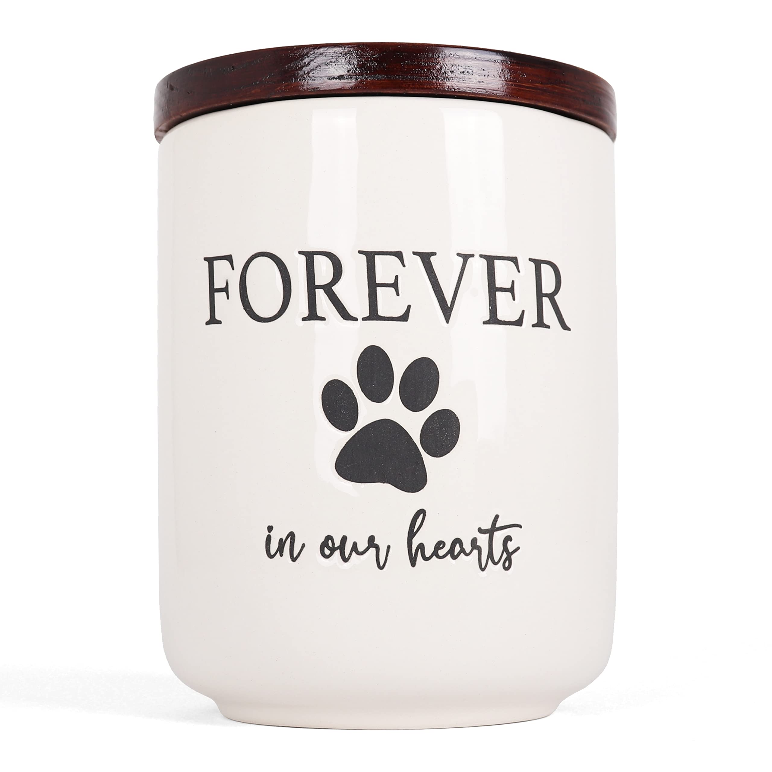 Milltown Merchants Ceramic Pet Urn - Paw Print Dog & Cat Urns - Keepsake for Ashes - Pet Cremation Box (50 lb)