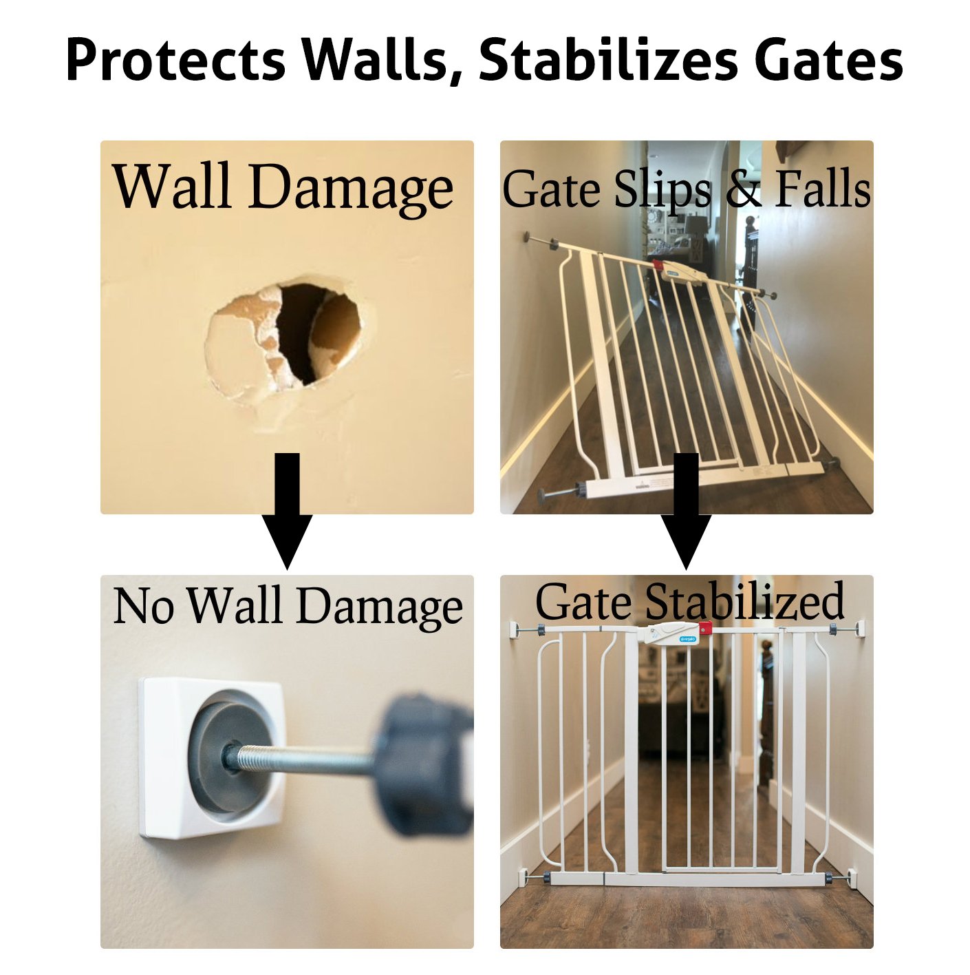 Wall Nanny Mini (4 Pack - Made in USA) Smallest Low-Profile Wall Protector for Baby Gates - Perfect in Doorways - Best Saver Cup