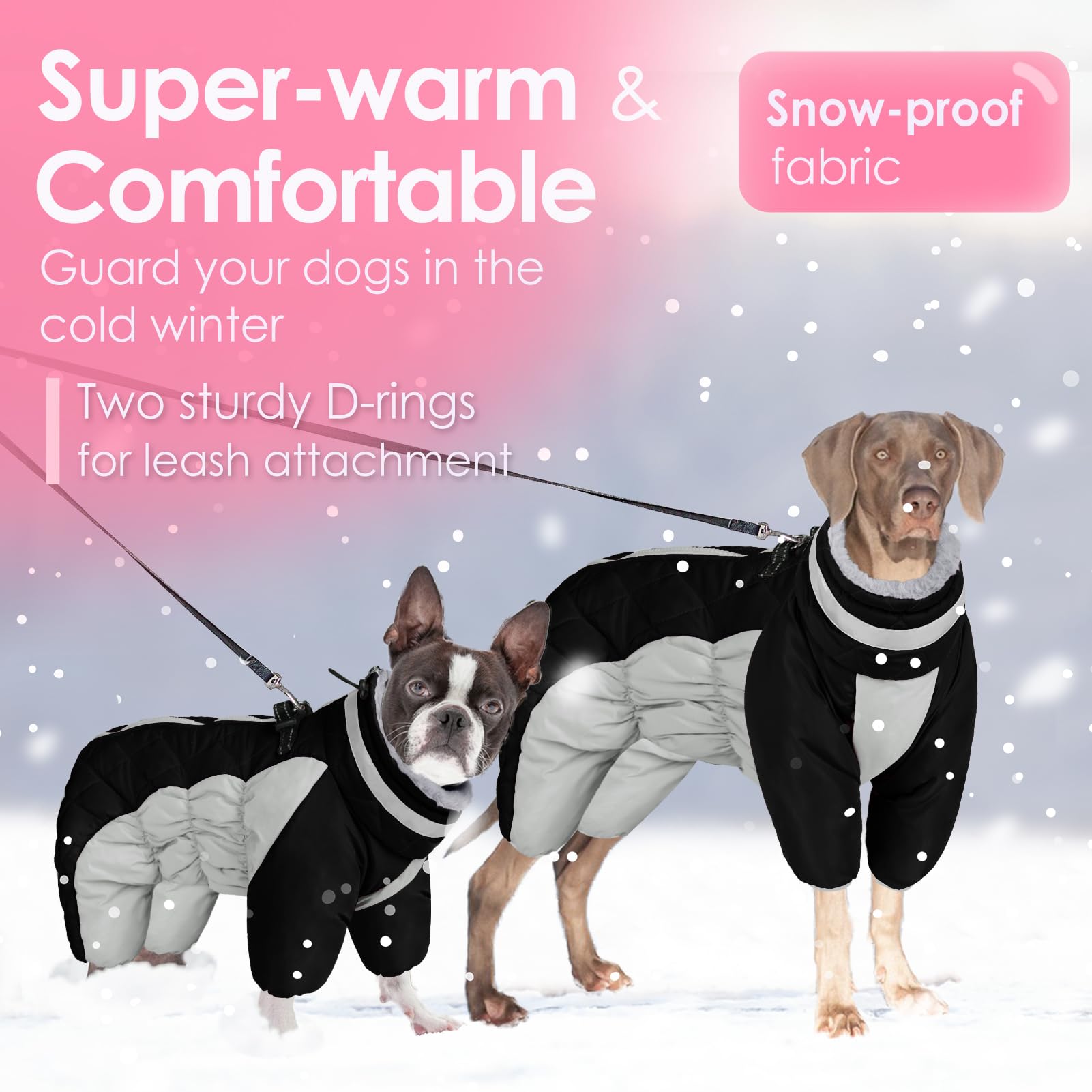 AOFITEE Large Dog Coat Warm Dog Jacket for Winter, Dog Coat with Harness Built in, Reflective Turtleneck Dog Puffer Jacket Windp