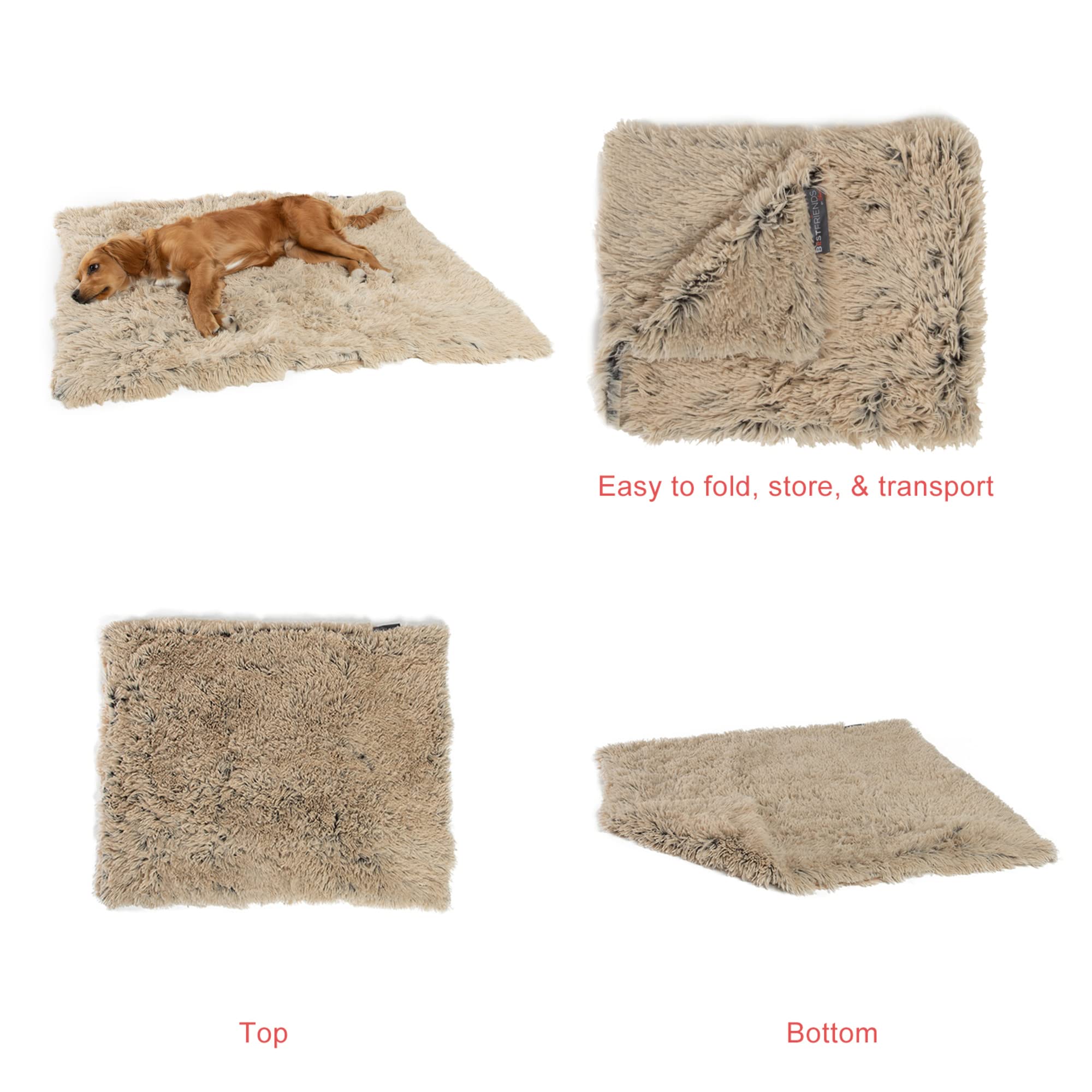 Best Friends By Sheri Calming Shag Fur Pet Throw Blanket, Taupe, 30'X40'