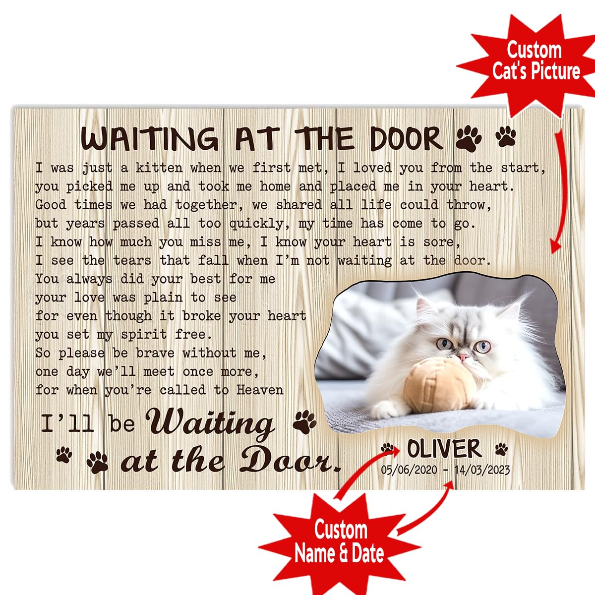 P80812 Funny Cat Memorial Poster Gifts - Personalized Wall Art Decor, Custom Landscapes Poster