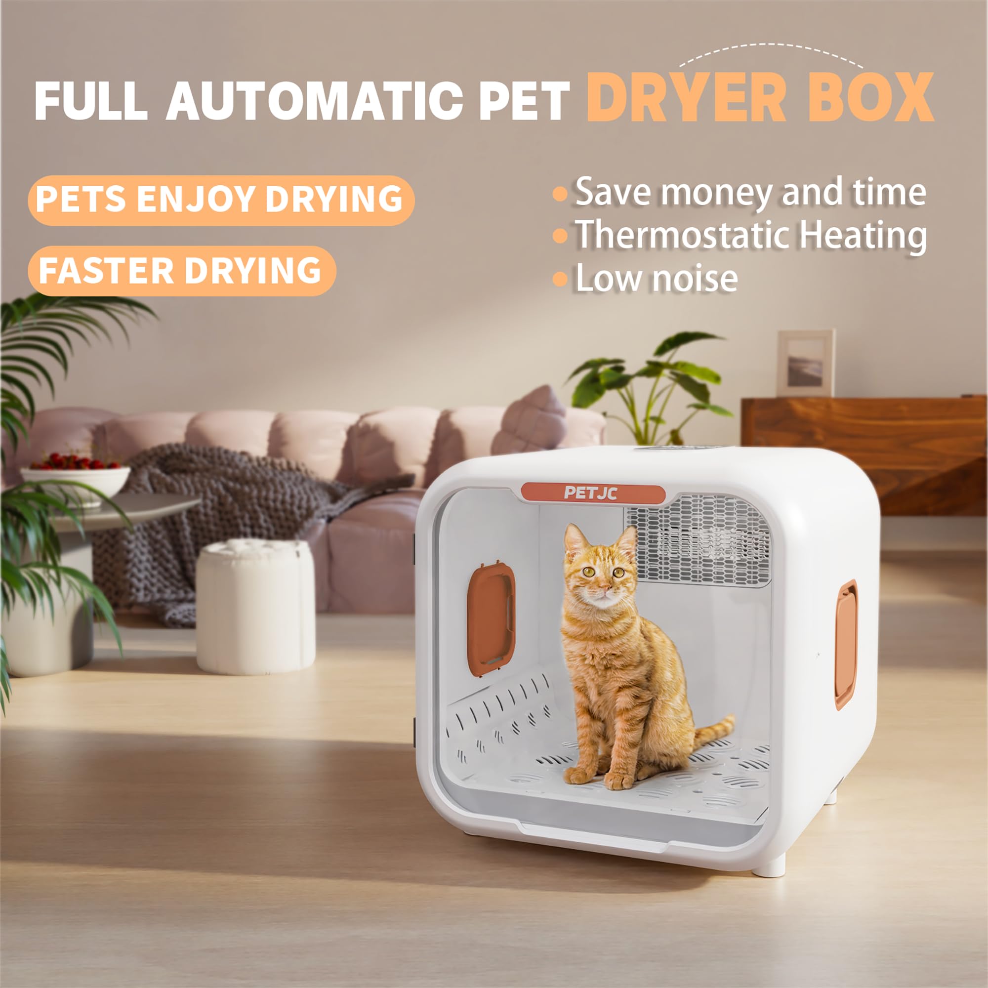 Automatic Pet Dryer Box For Cats And Small Dogs,Ultra Quiet Dog Hair Dryer 71L Capacity With Smart Temperature Control And 360 D