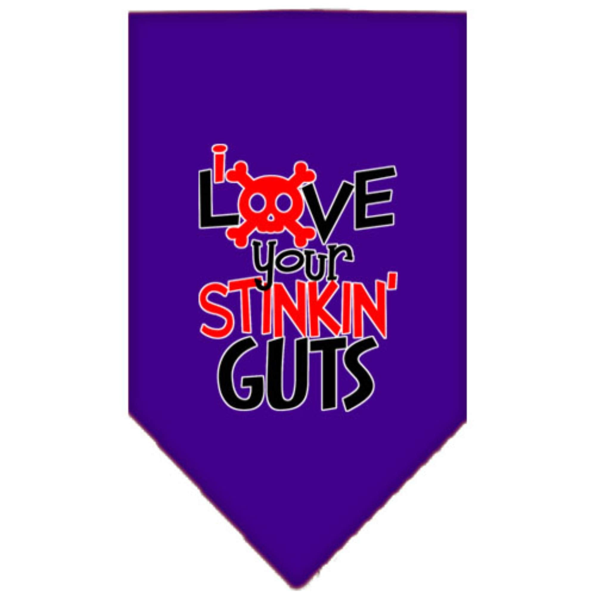 Mirage Pet Product Love Your Stinkin Guts Screen Print Bandana Purple Small