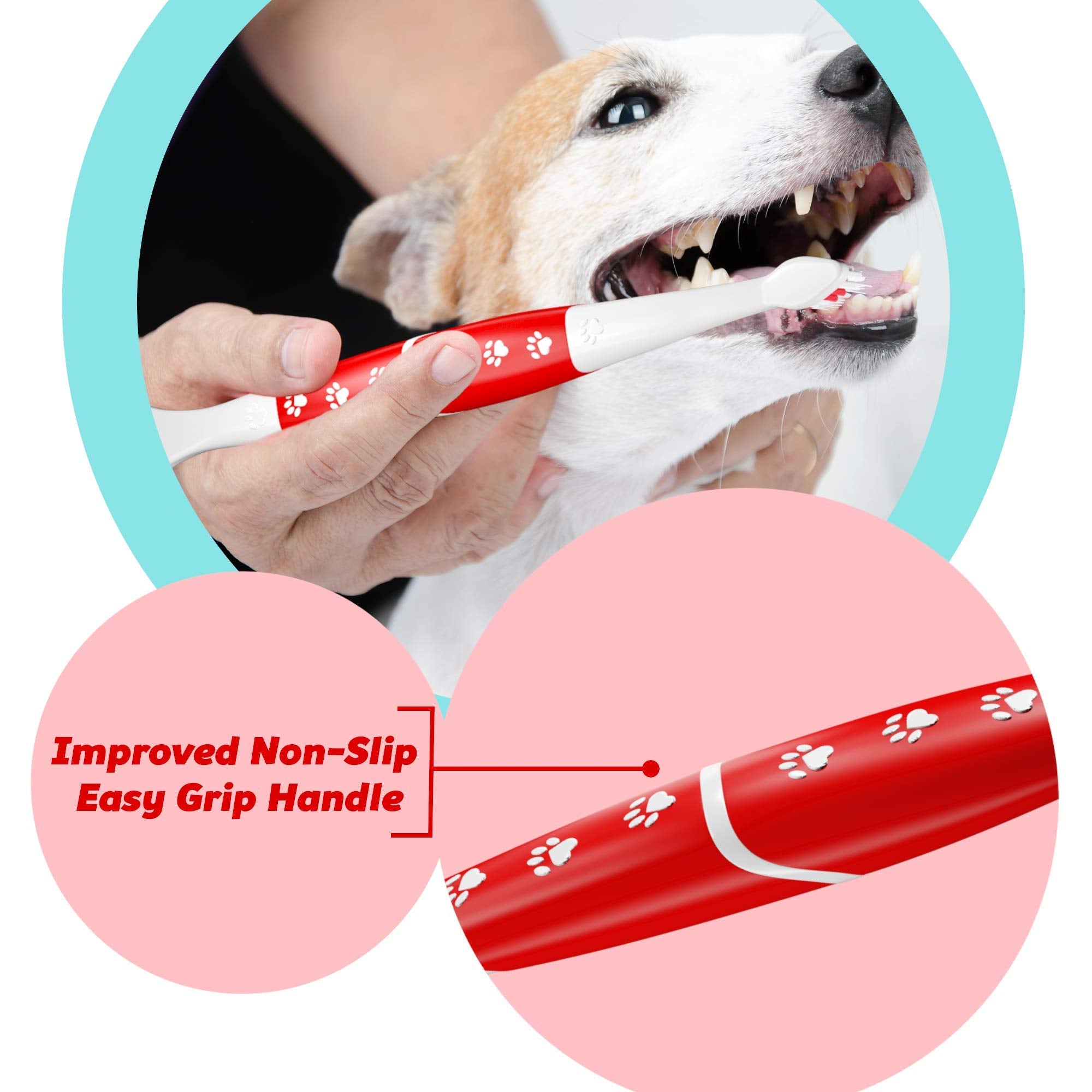 Pet Toothbrush for Dogs, Cats with Soft Bristles - Easy Teeth Cleaning & Dental Care, Non Slip Dual Head Dog Toothbrush (Pack of