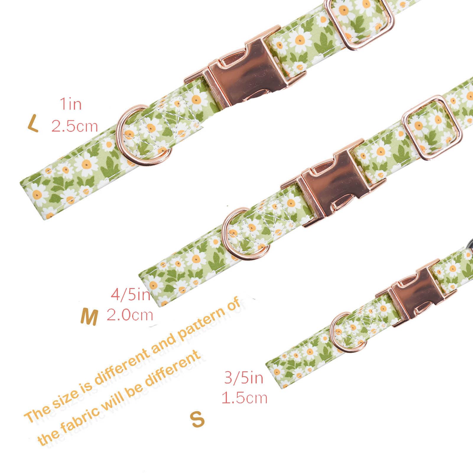 Metal Buckle Dog Collar, Durable Adjustable Dog Collar Soft For Small Medium Large Dogs (003-Green Flower, S(10-14In)