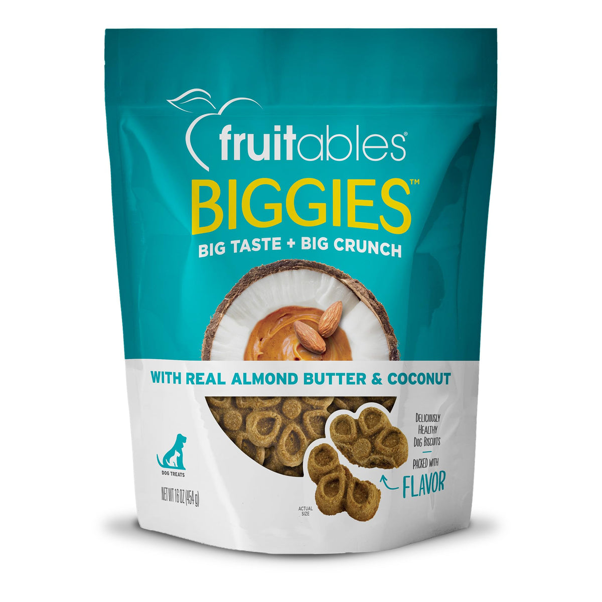 Fruitables Biggies Dog Biscuits – Crunchy Dog Biscuits Made With Pumpkin – Healthy Dog Treats Packed With Real Fruit Flavor – Free Of Wheat, Corn And Soy – Almond Butter & Coconut – 16 Oz