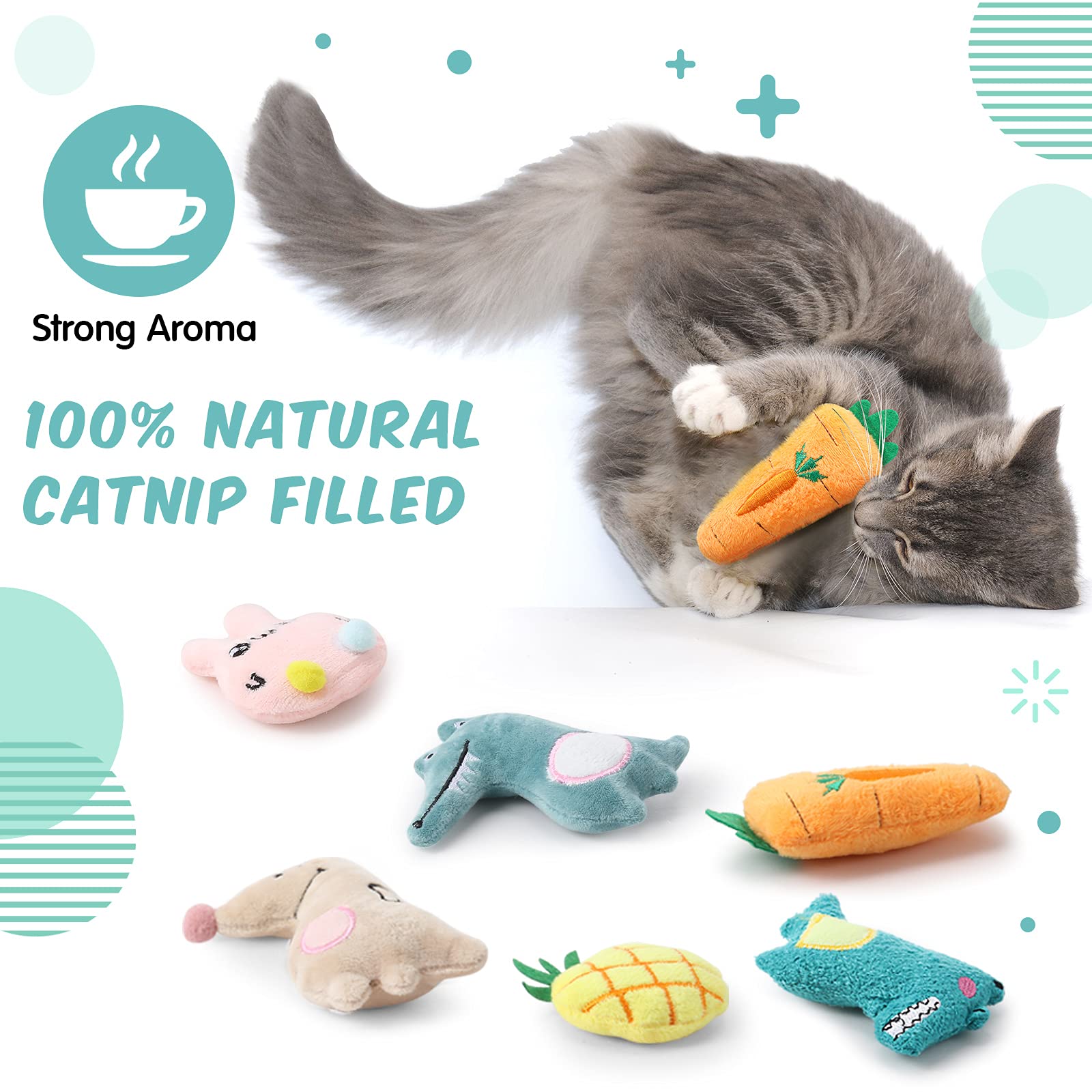 Gejoy 20 Pieces Catnip Toys For Indoor Cat Plush Cat Chew Toys Lovely Kitten Catnip Kitten Entertaining Interactive Kitten Dolls