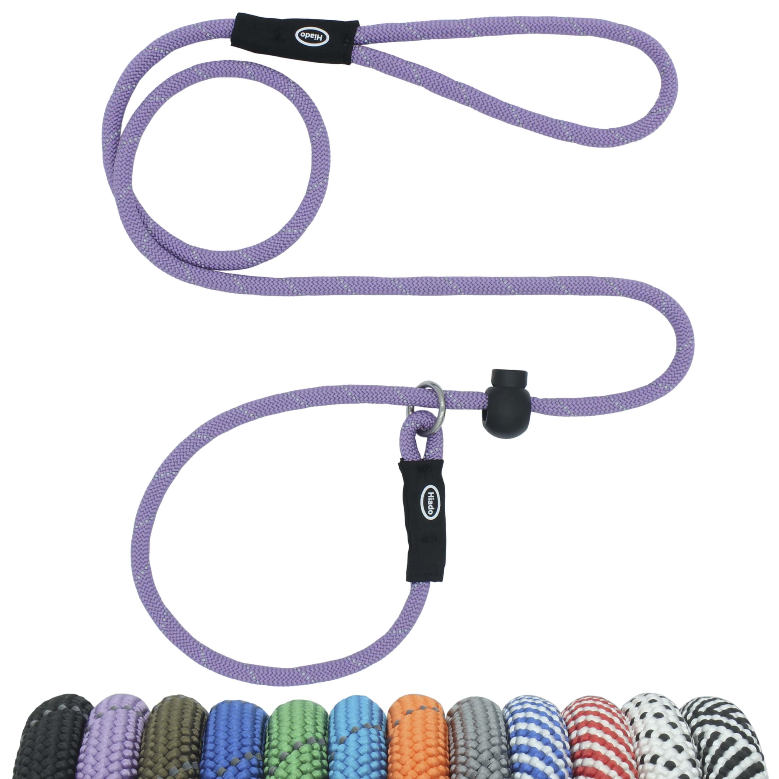 Hiado Slip Lead Dog Leash Reflective With Stopper Loop Rope Training No Pull For Small Medium Large Dogs 5Ft Lavender