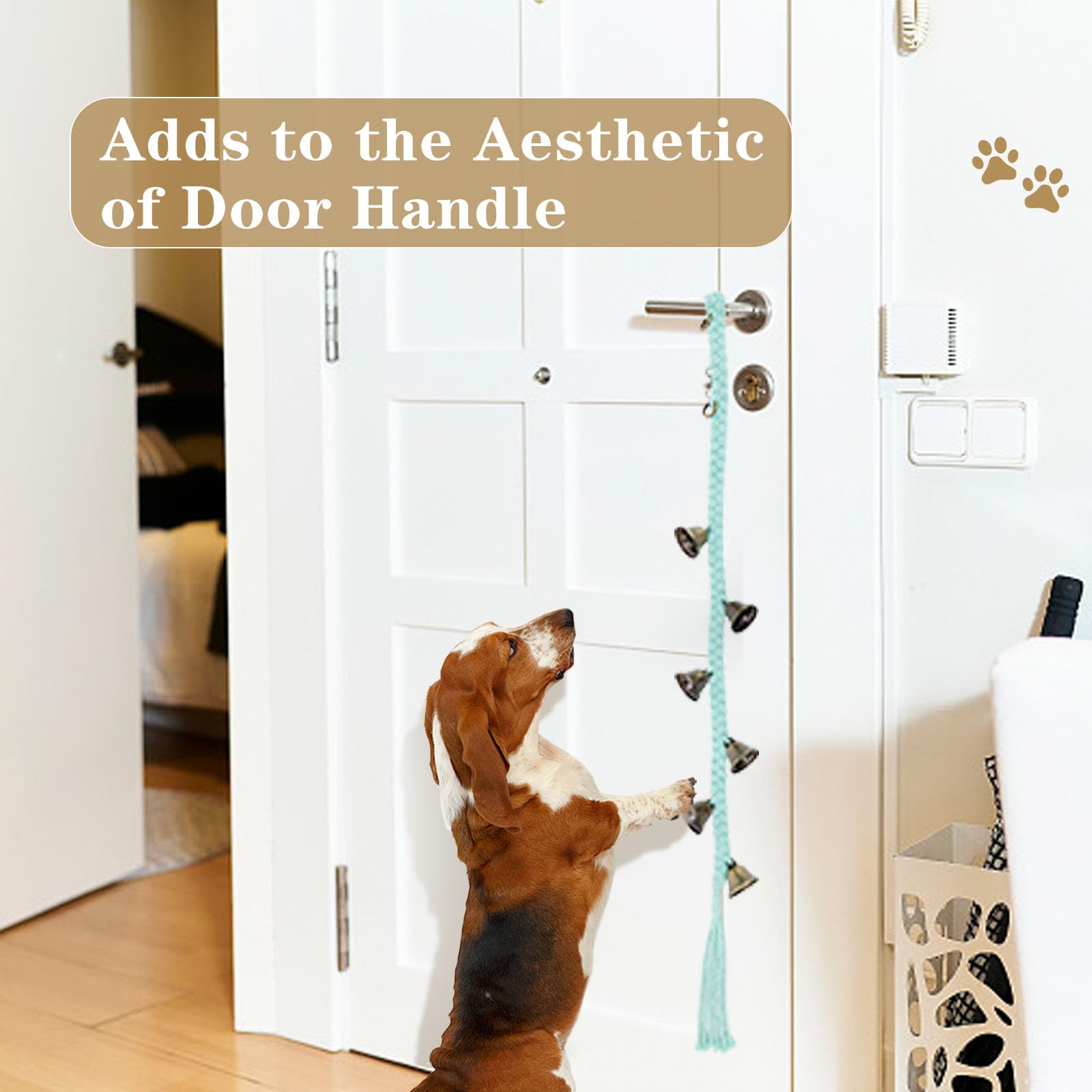 Dog Bell For Door Potty Training, Cotton Handwoven Dog Doorbell With 6 Extra Loud Bells For Dog Training, Adjustable Hanging Doo