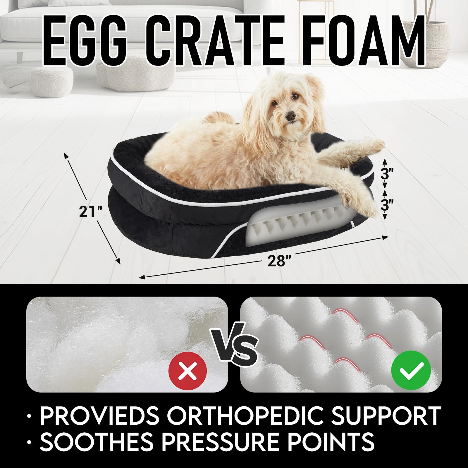 Ohgeni Orthopedic Dog Couch Medium Sized Pet Beds For Fathers Gifts With Comfort Foam Support, Soft Indestructible Fabric, Machi