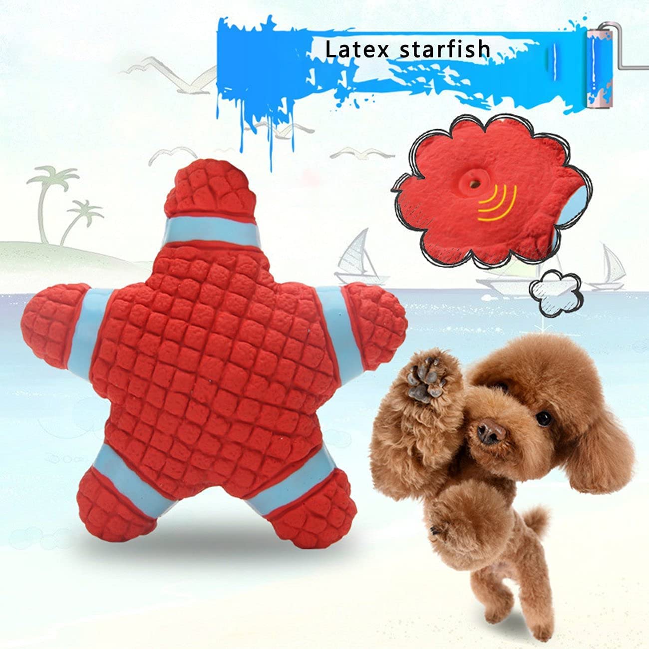 Rvpaws Soft Latex Squeaky Star Fish Chew Toy | Chewing, Floating, Training, And Bouncing | Reduce Separation Anxiety For Dogs An