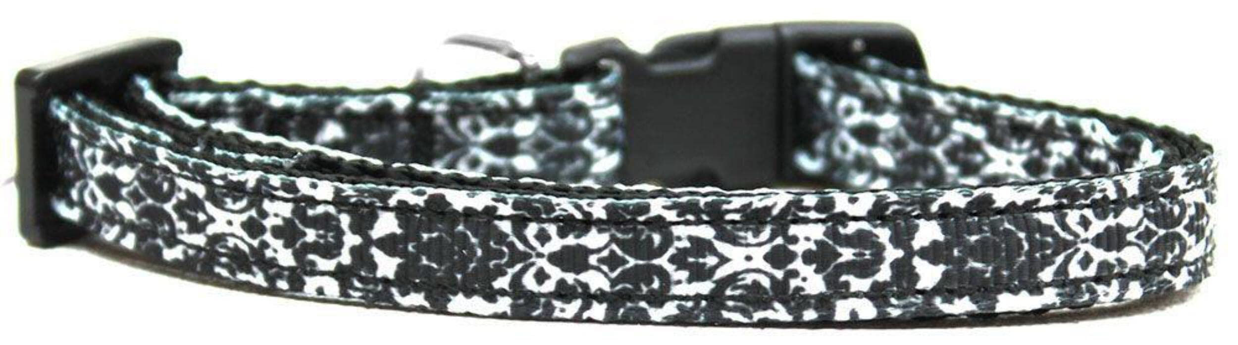 Pet Dog & Cat Nylon Collar or Leash, &quot;Fancy Black and White&quot; Cat Safety Collar