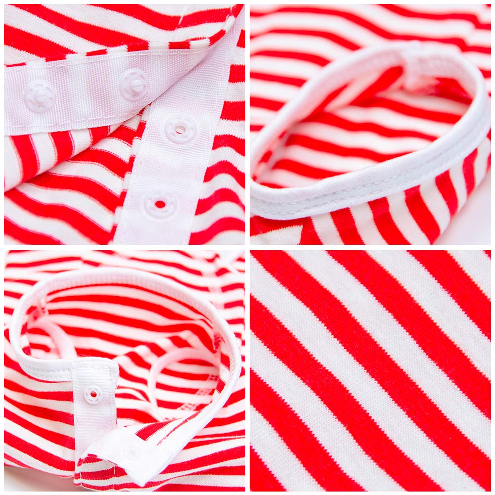 Dogs Recovery Suit Post Surgery Shirt For Puppy, Wound Protective Clothes For Little Animals(Red White Stripe-L)