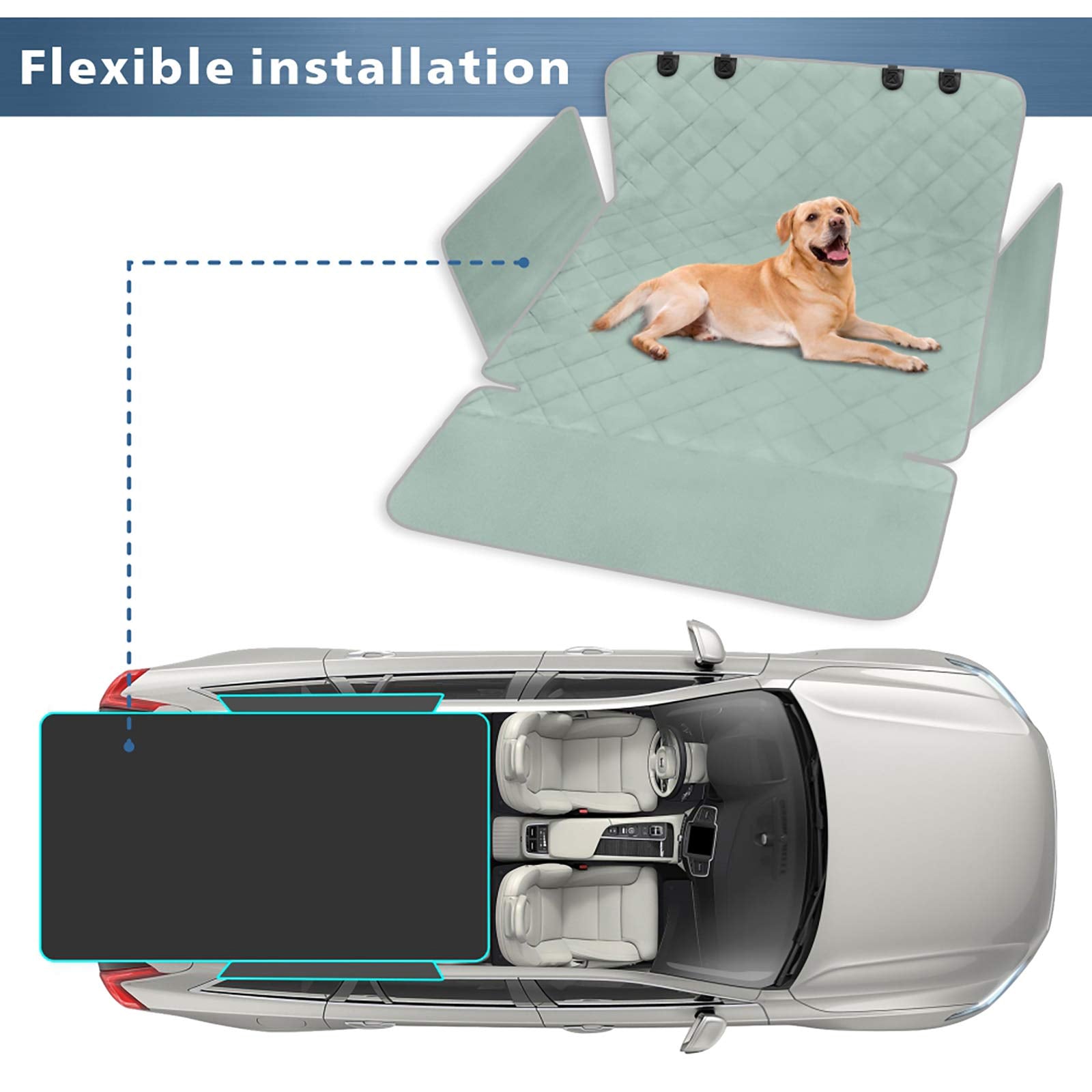 F-color SUV Cargo Liner for Dogs - Waterproof Pet Cargo Liner with Side Flaps, Comfort Dog Cargo Cover with Bumper Flap, Scrachp