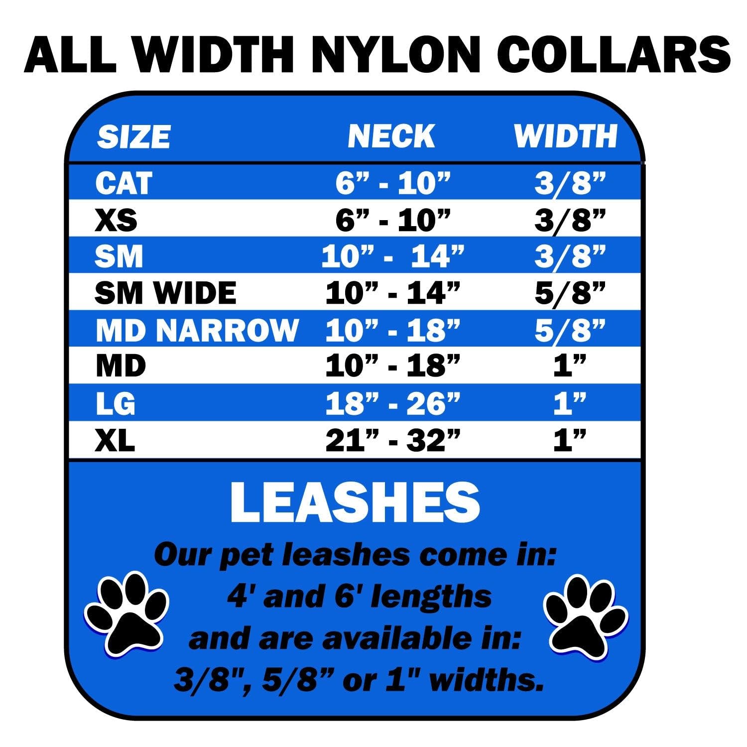 Pet Dog & Cat Nylon Collar or Leash, &quot;Reduce Paw Print&quot; XL Collar