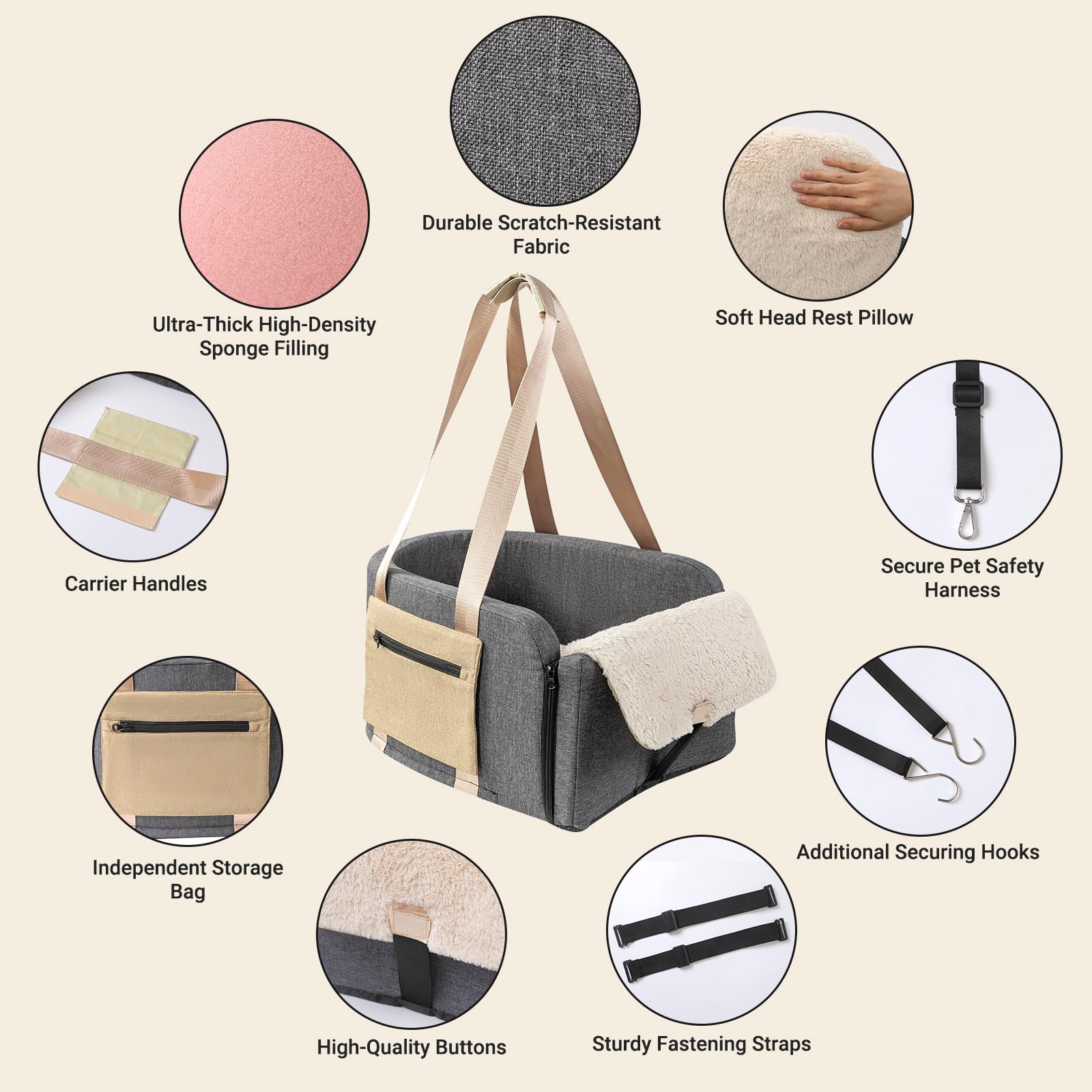 Cathpetic Large Console Dog Car Seat - Truck Dog Booster Seats For Big Console Vehicles Large Space For Dog Up To 18Lbs, Pretty