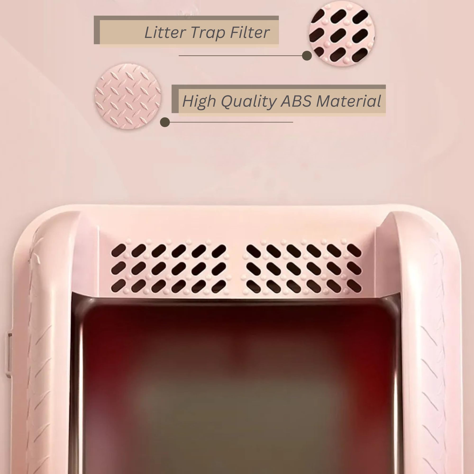 Pink Litter Box Extra Large Xl Stainless Steel. Cat Litter Box High Sided Covered Lid Enclosure Includes Litter Scoop With Holde