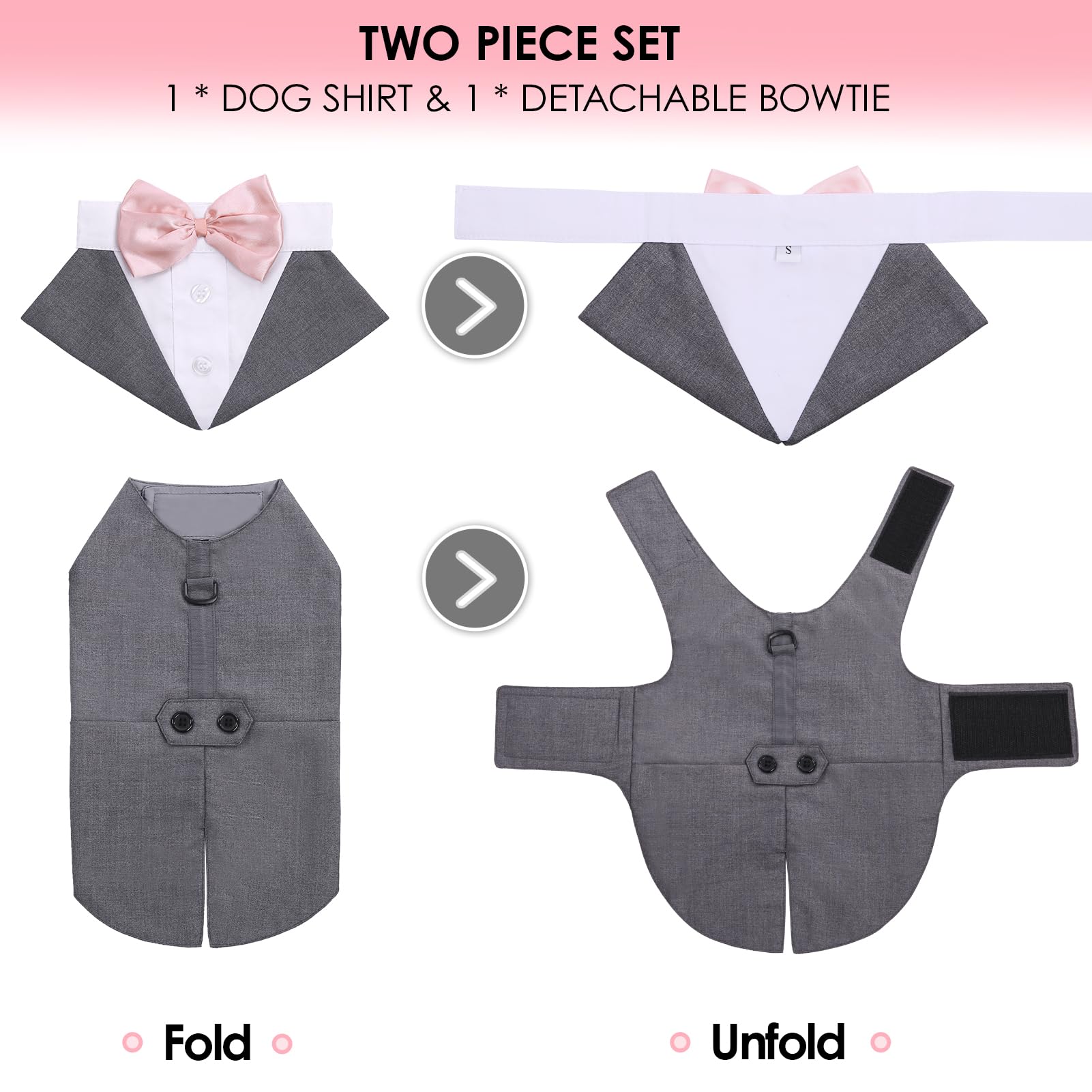 Aofitee Dog Tuxedo Formal Dog Suit And Bandana Set, Gentle Dogs Wedding Party Suit Bow Tie Shirt, Tuxedo For Small Dogs Costume