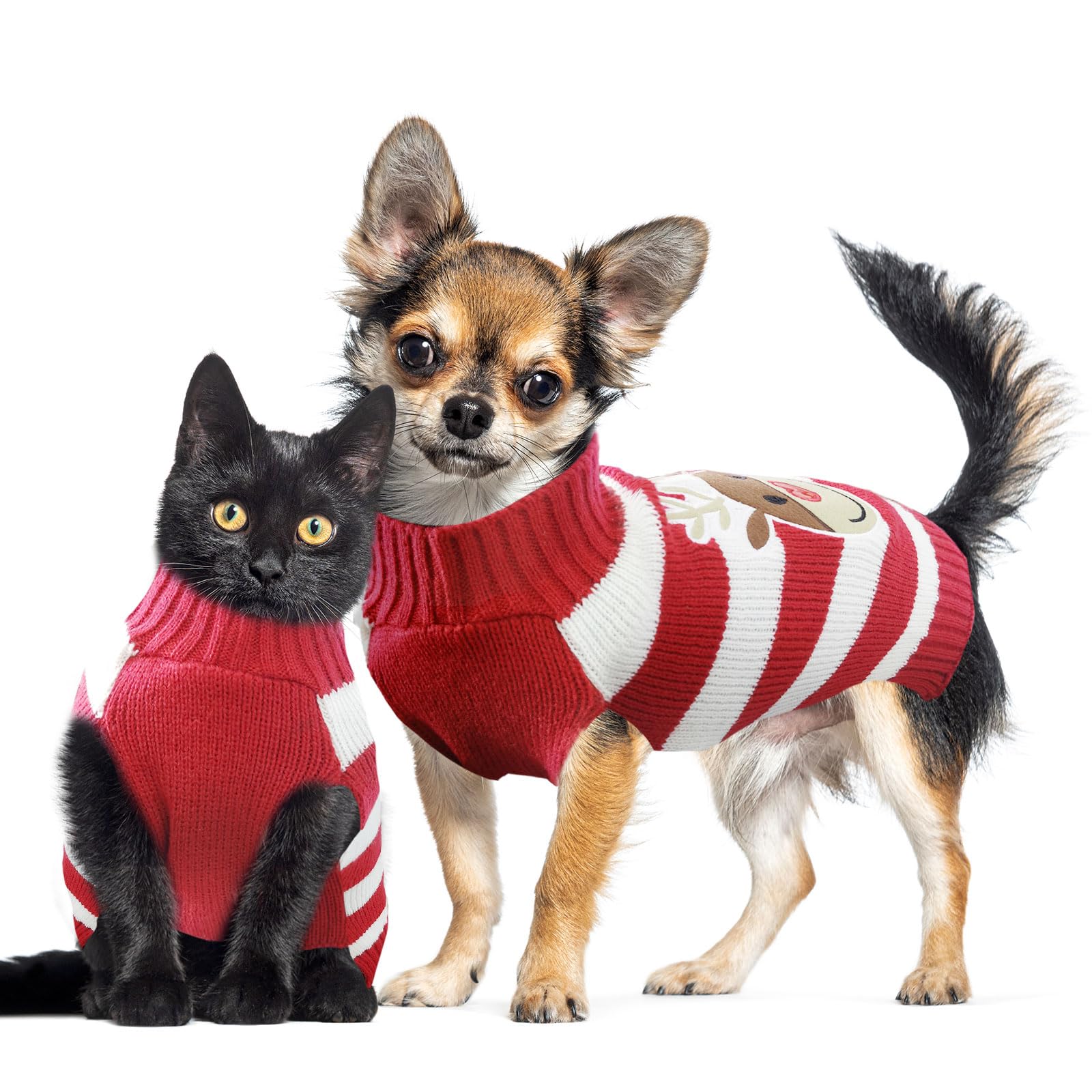 Doggyzstyle Dog Christmas Sweater Cute Striped Reindeer Xmas Pet Clothes Holiday Puppy Cat Costume New Year Gifts For Small Medi