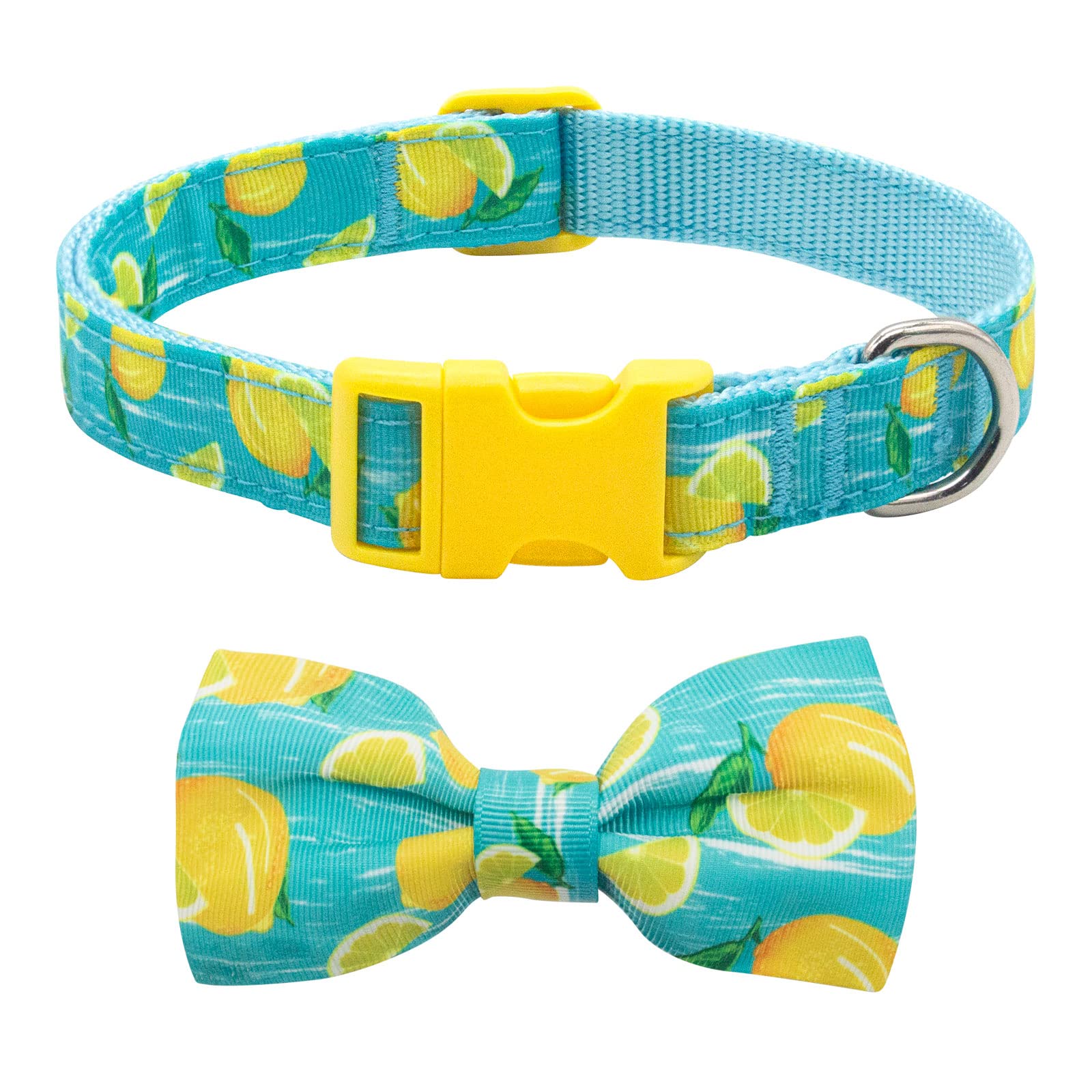 Azuza Dog Collar Bow Tie Lemon Dog Collar Soft Adjustable Bowtie Dog Collars For Extra Small Dogs