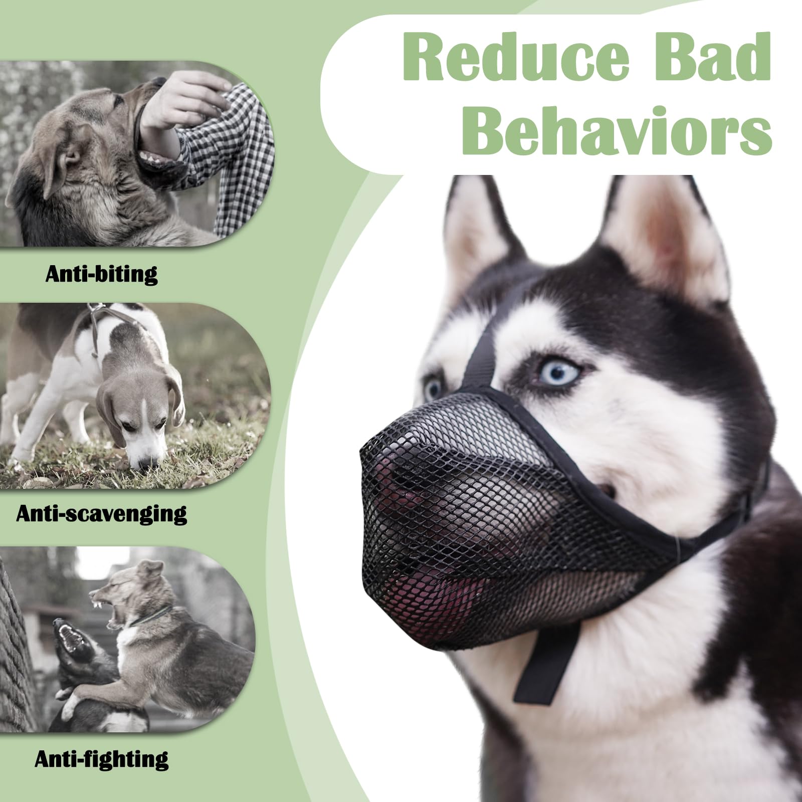 Mayerzon Dog Muzzle, Soft Mesh Muzzle For Small Medium Large Dogs Anti Bite Scavenging, Breathable Adjustable Mouth Guard For Ge