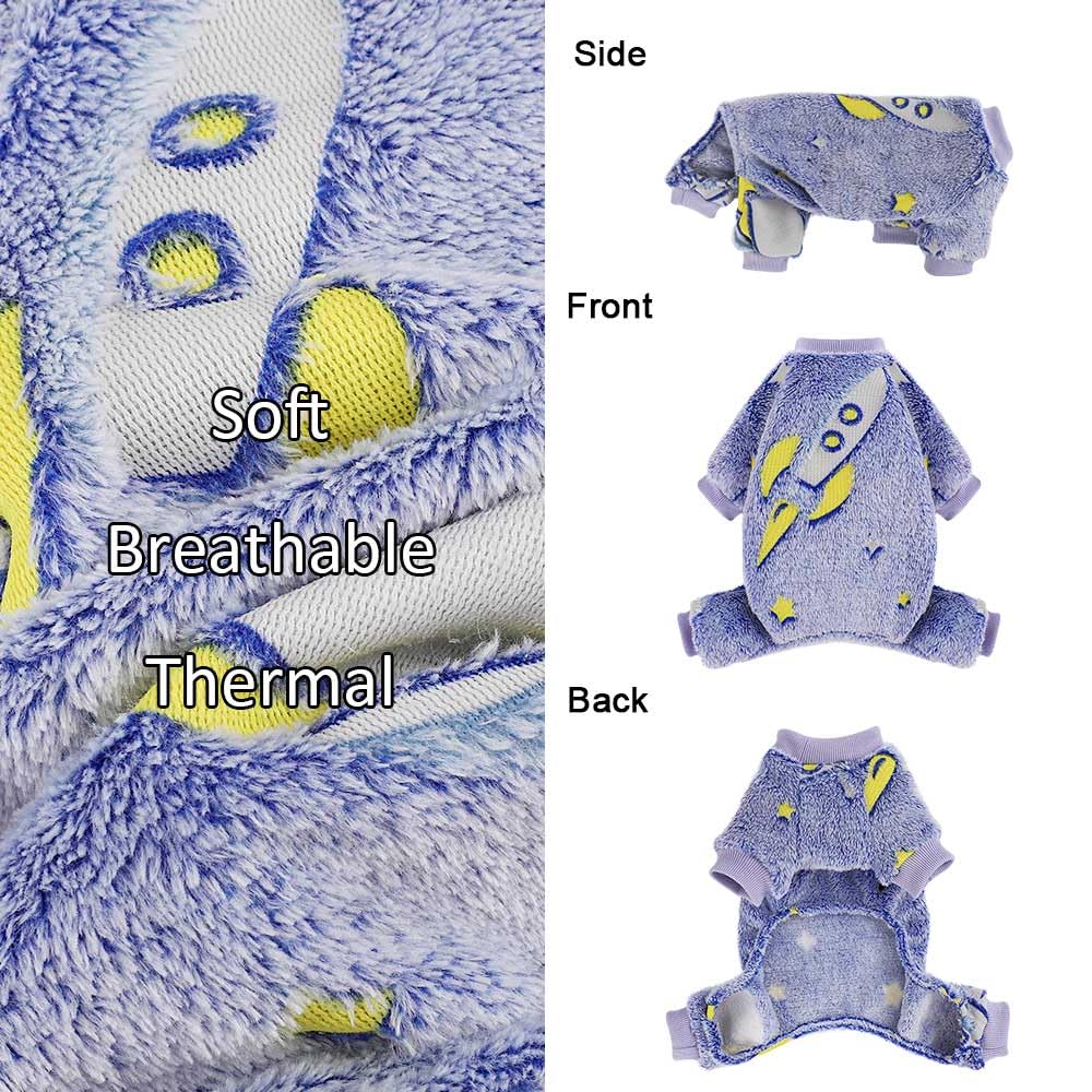 Sebaoyu Dog Pajamas For Small Dogs, Glow In Dark Tie Dye Unicorn Sweater, Super Soft Velvet Material Chihuahua Yorkie Tiny Cloth