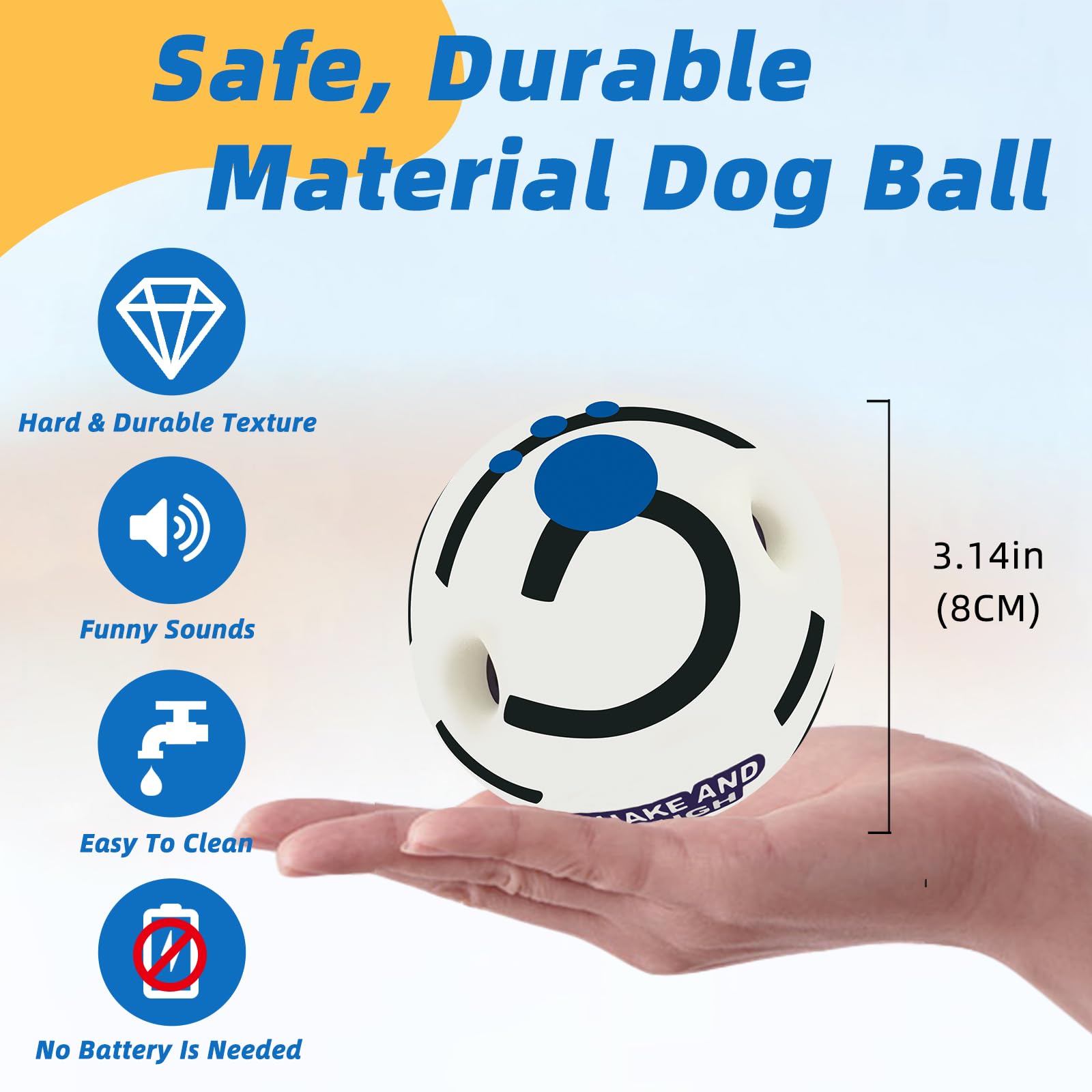 Shake And Laugh Glow In The Dark Dog Toys Ball, Interactive Dog Ball, Shaking With Gibbering Sound, S, 3.14 In (8 Cm)