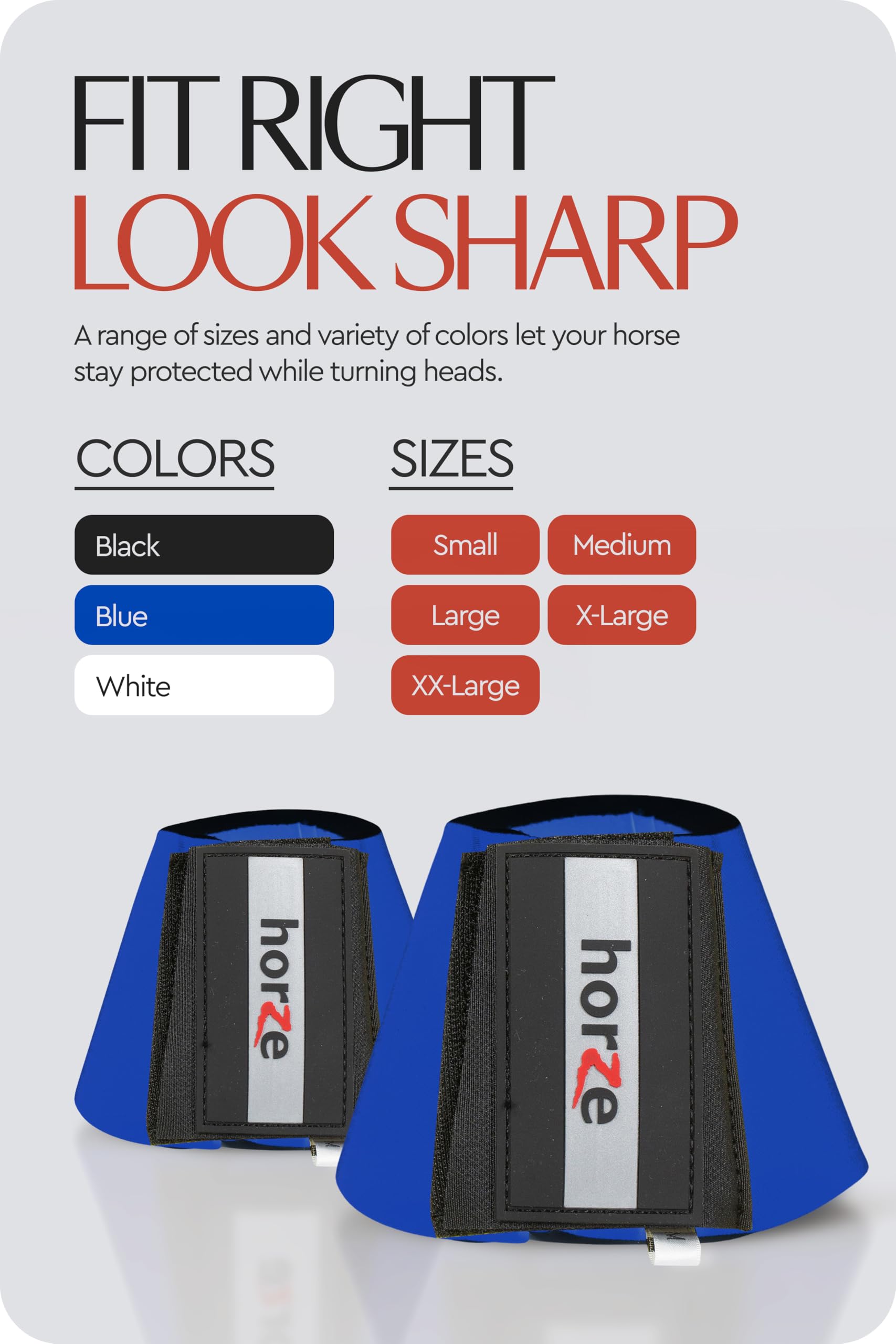 Horze Pro Overreach Bell Boots For Horses | Neoprene Pair - Blue - S