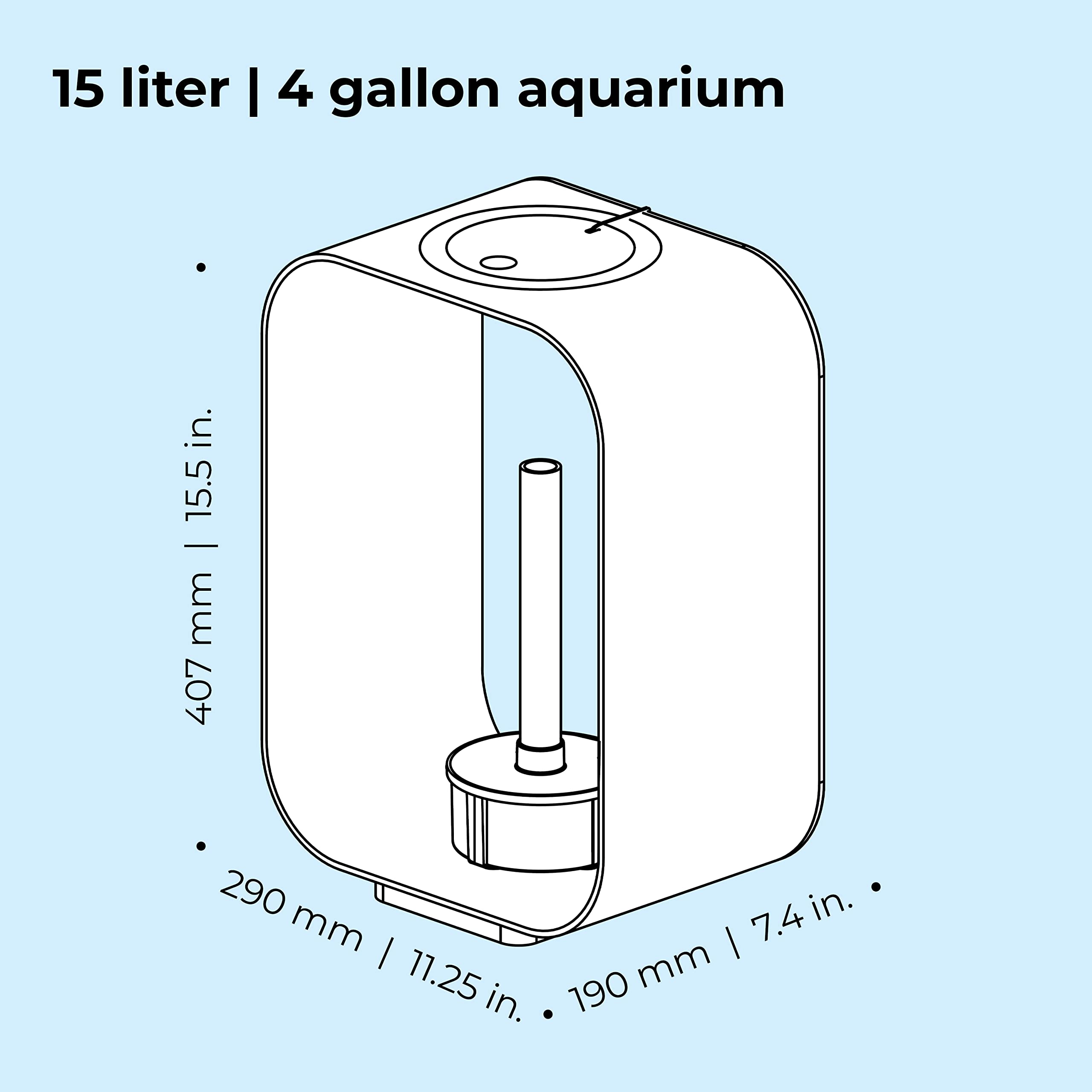 biOrb Life 15 Acrylic 4-Gallon Aquarium with White LED Lights Modern Compact Tank for Tabletop or Desktop Display, White